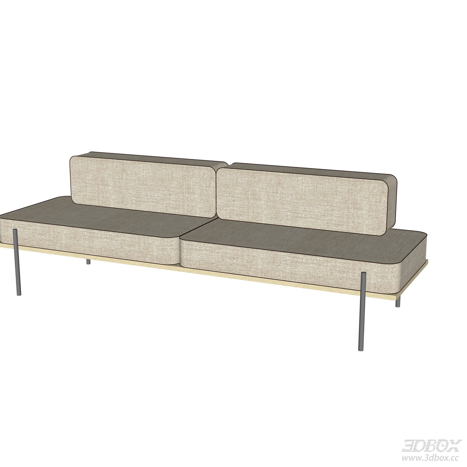 Modern Modular Banquette Lounge Sofa with Fabric Upholstery 3D model - front view