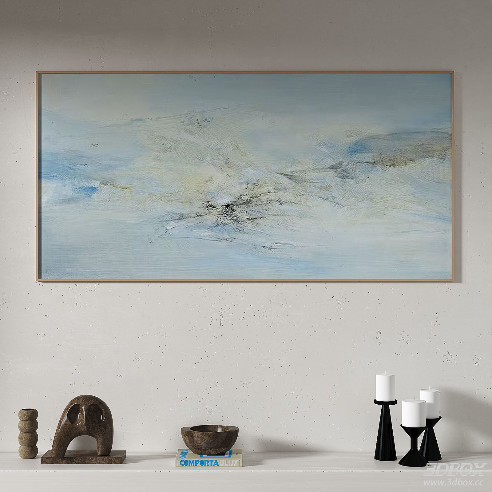 Wabi Sabi Abstract Framed Wall Art Painting 3D model - front view