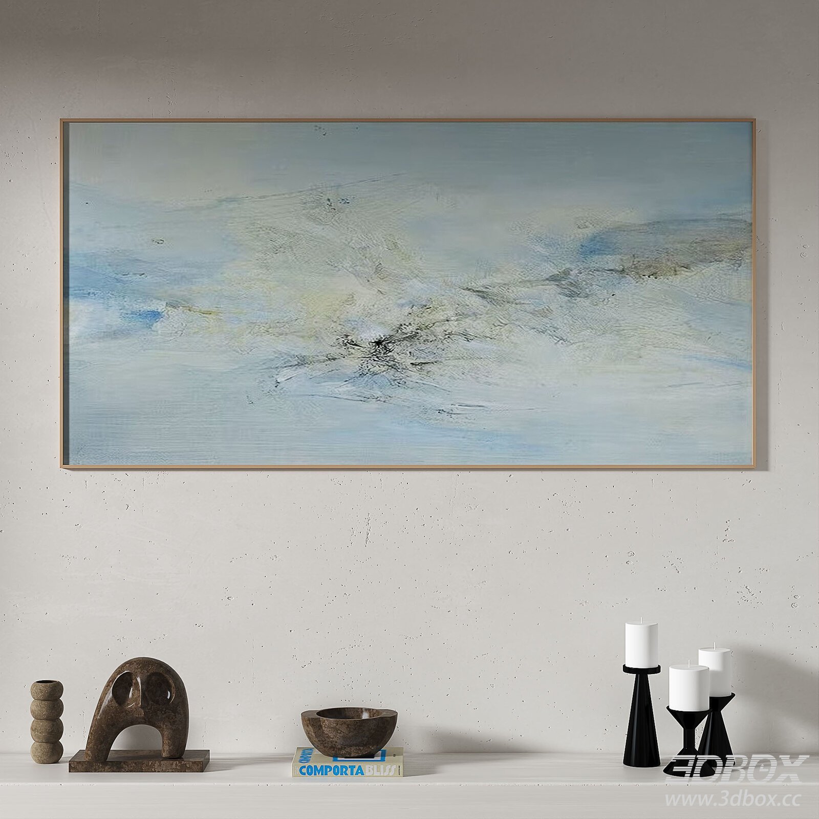 Wabi Sabi Abstract Framed Wall Art Painting 3D model - thumbnail 1