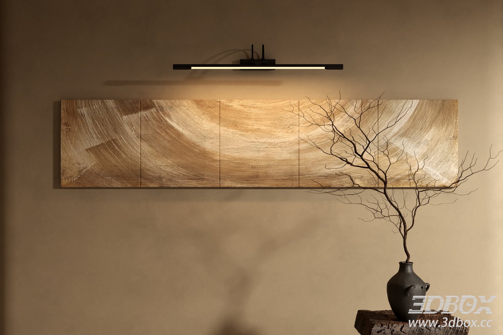 Wabi Sabi Long Abstract Wall Art Decor Set 3D model - thumbnail 1