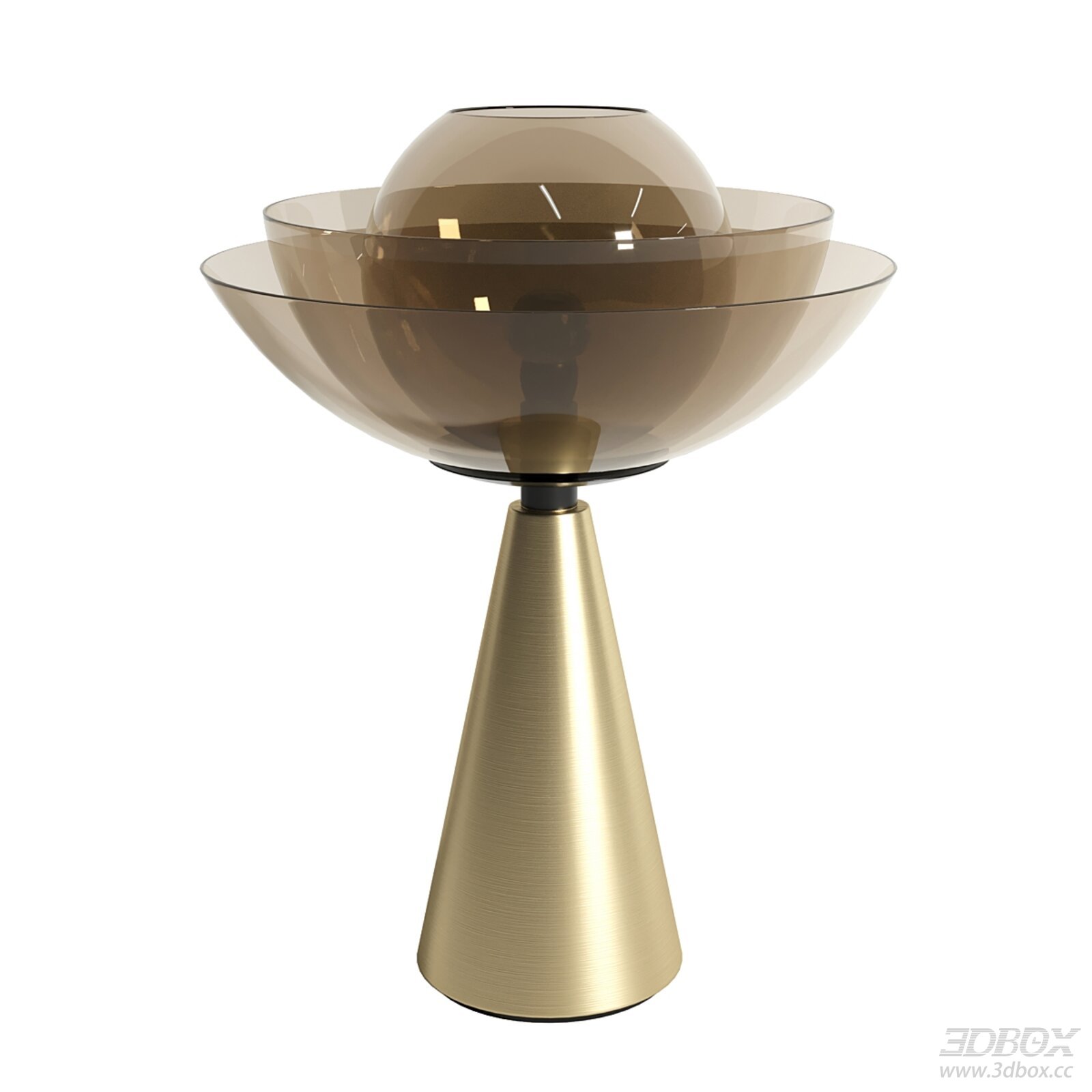 Lotus Matte Gold Amber Glass Table Lamp 3D model - front view