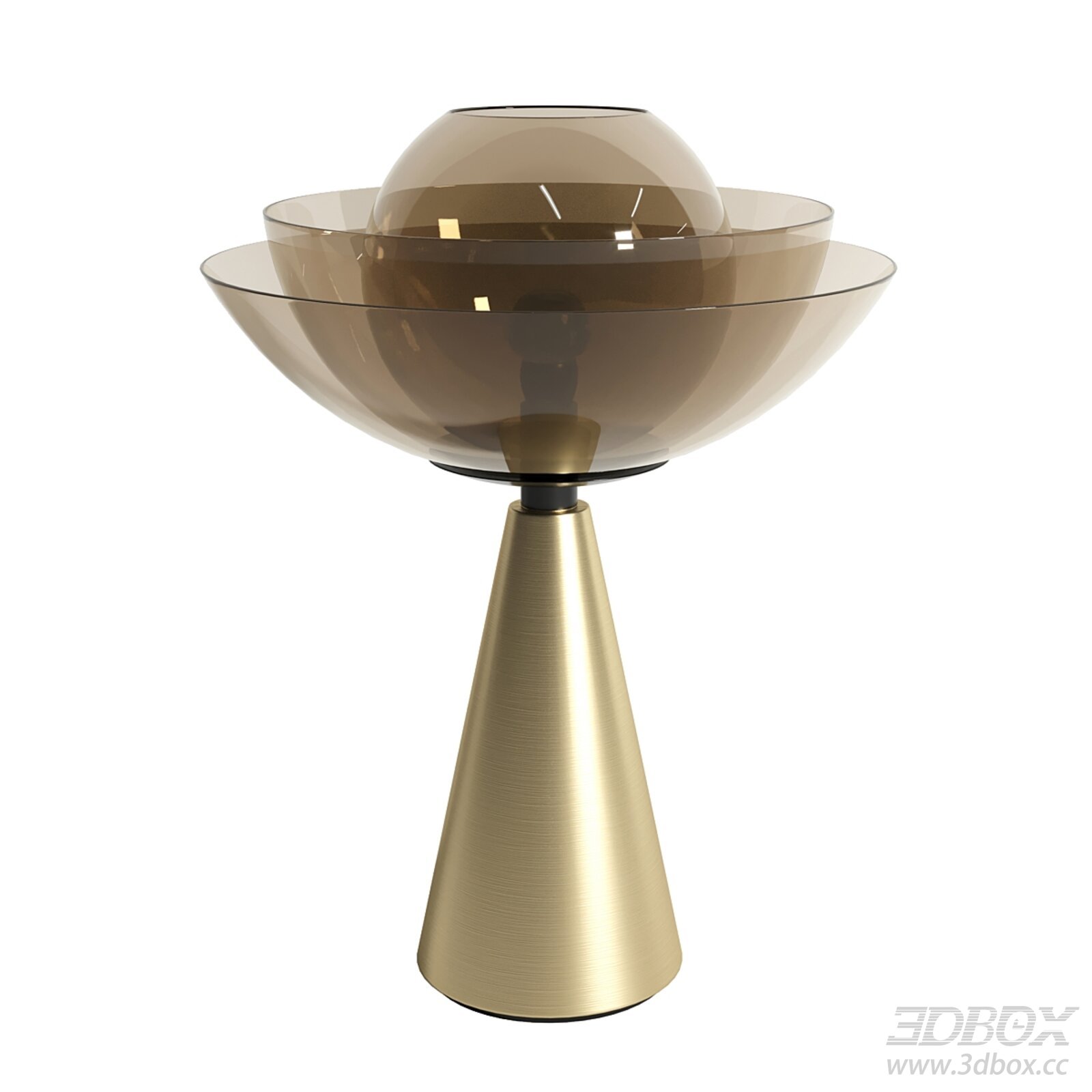 Lotus Matte Gold Amber Glass Table Lamp 3D model - thumbnail 1