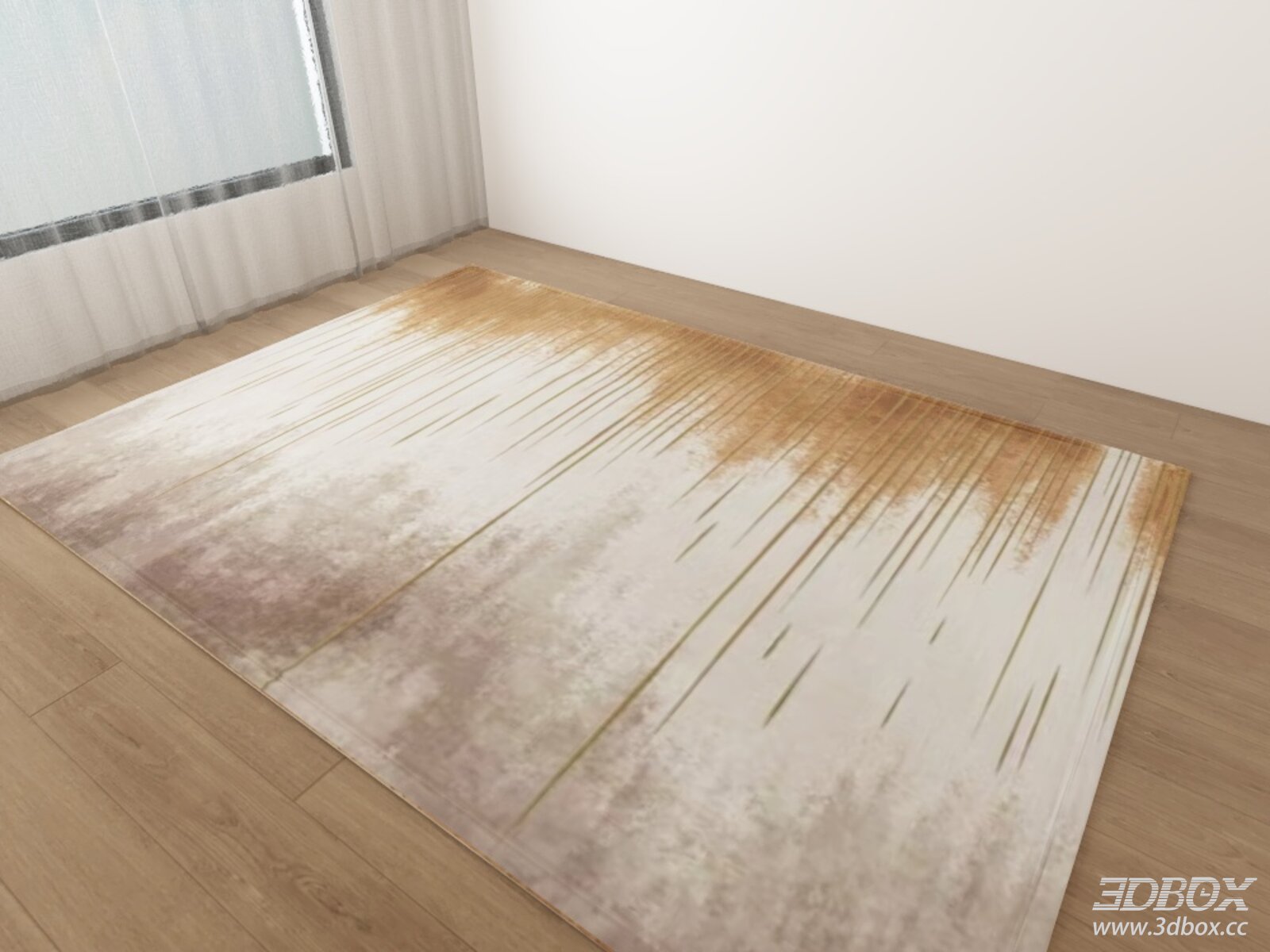 Modern Abstract Gradient Carpet With Golden Lines 3D model - front view