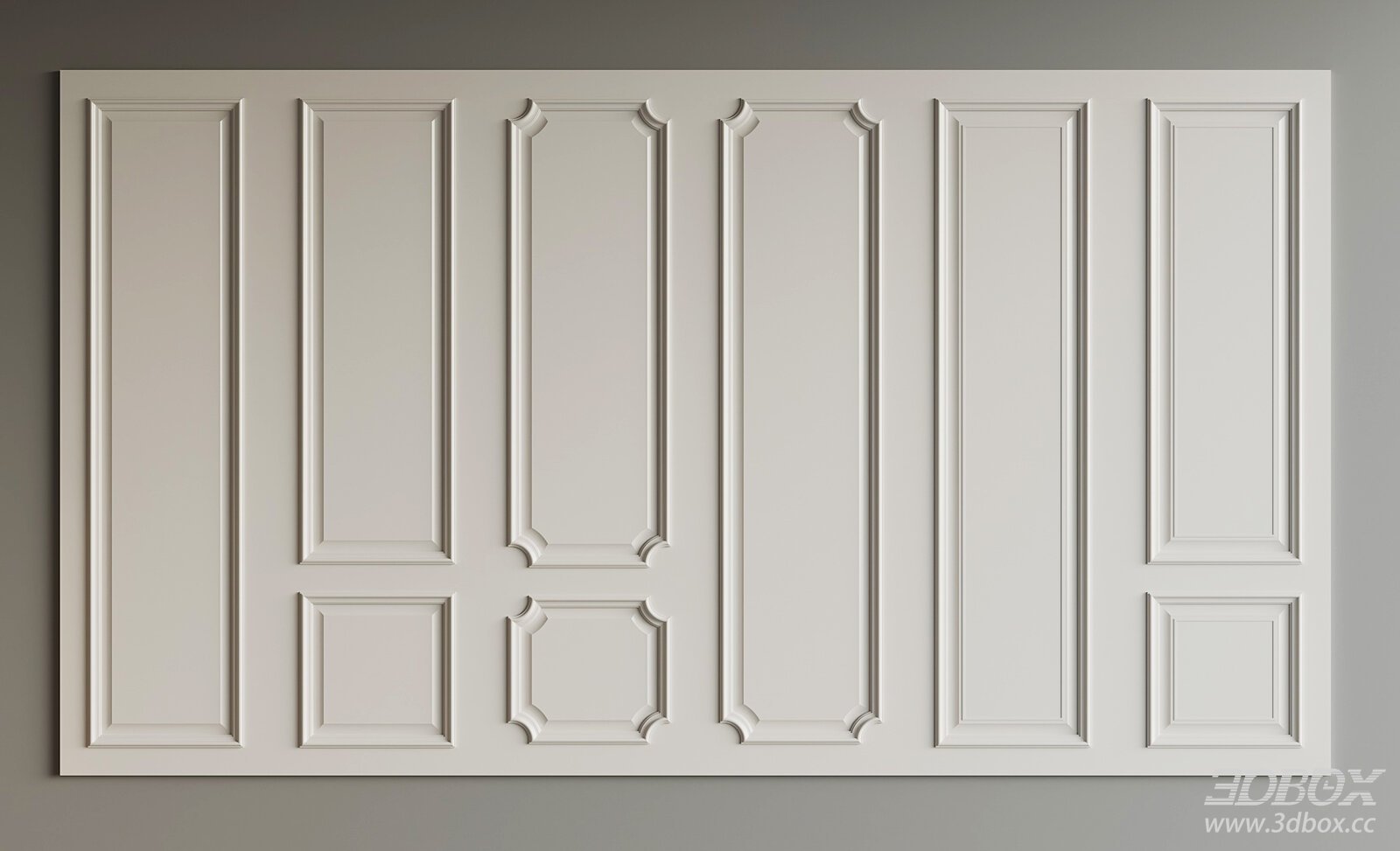 French Style Decorative Wall Panel Classic Interior Molding 3D model - front view