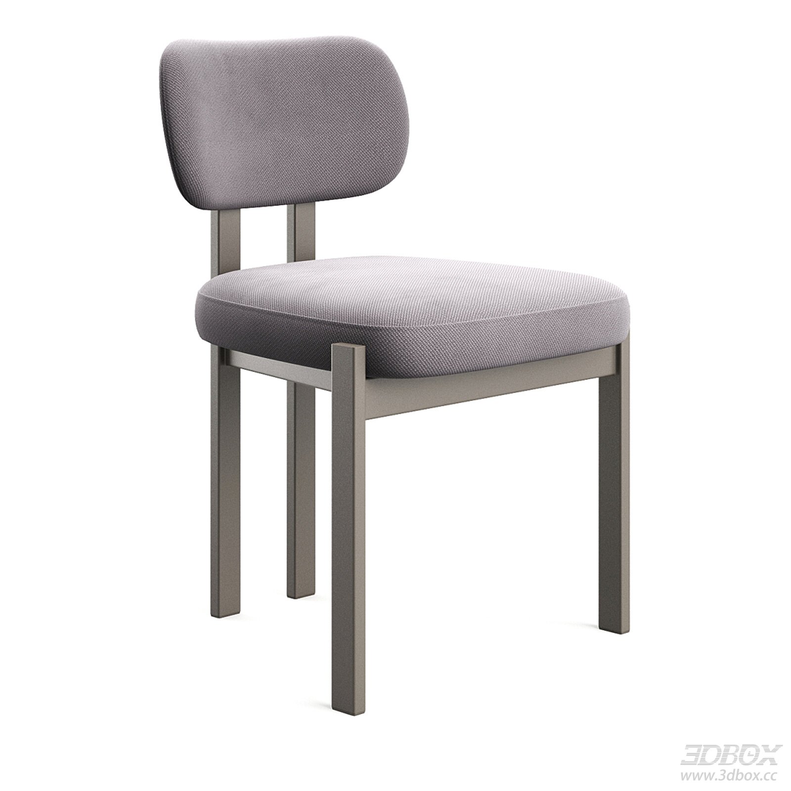 Modern Minimalist Upholstered Dining Chair with Metal Frame 3D model - front view