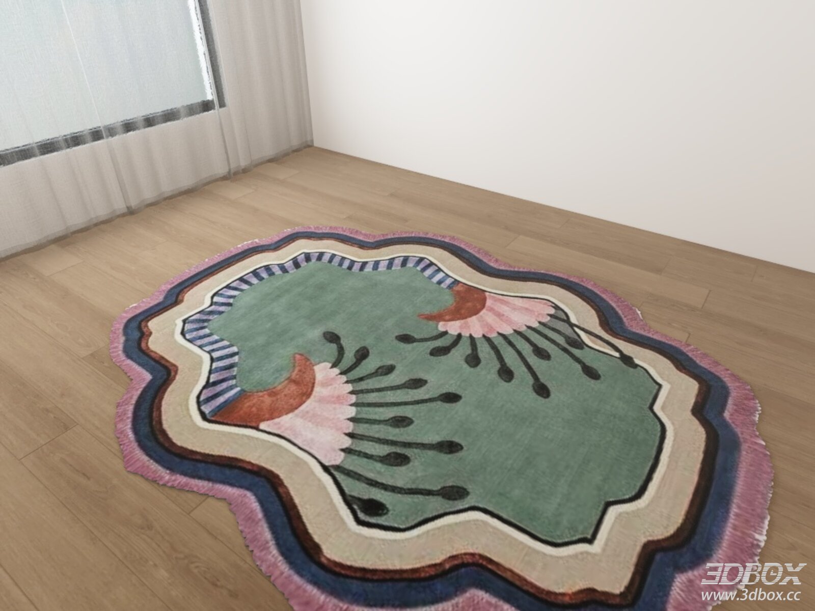 Irregular Dopamine Style Artistic Carpet 3D model - front view