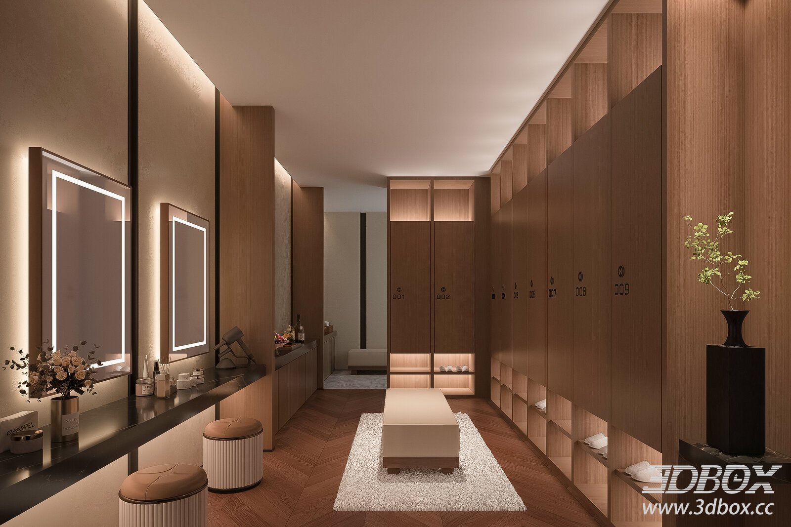 Modern Spa Dressing and Makeup Area Scene 3D model - thumbnail 1