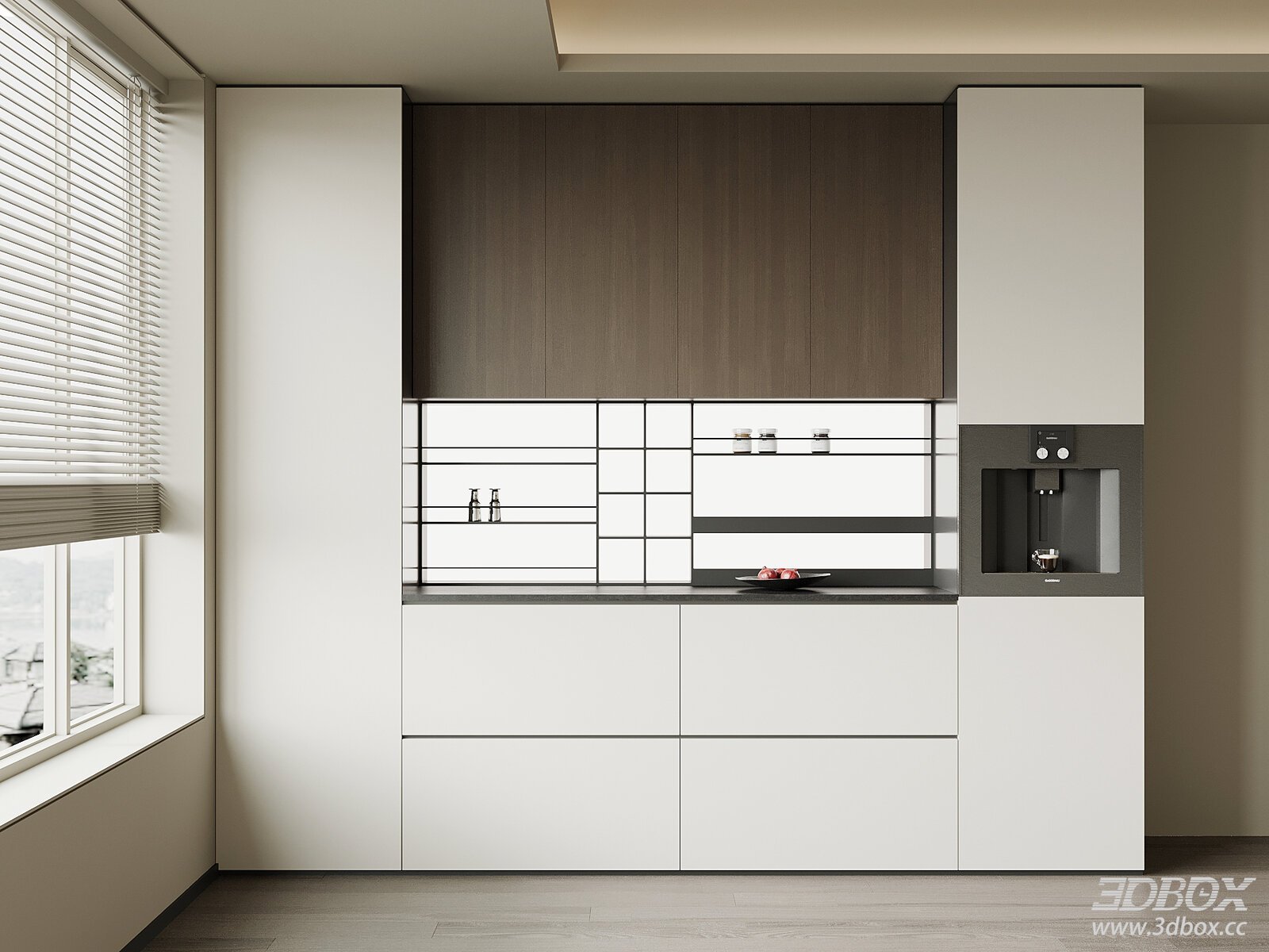 Modern Italian Minimalist Sideboard Wine Cabinet 3D model - front view