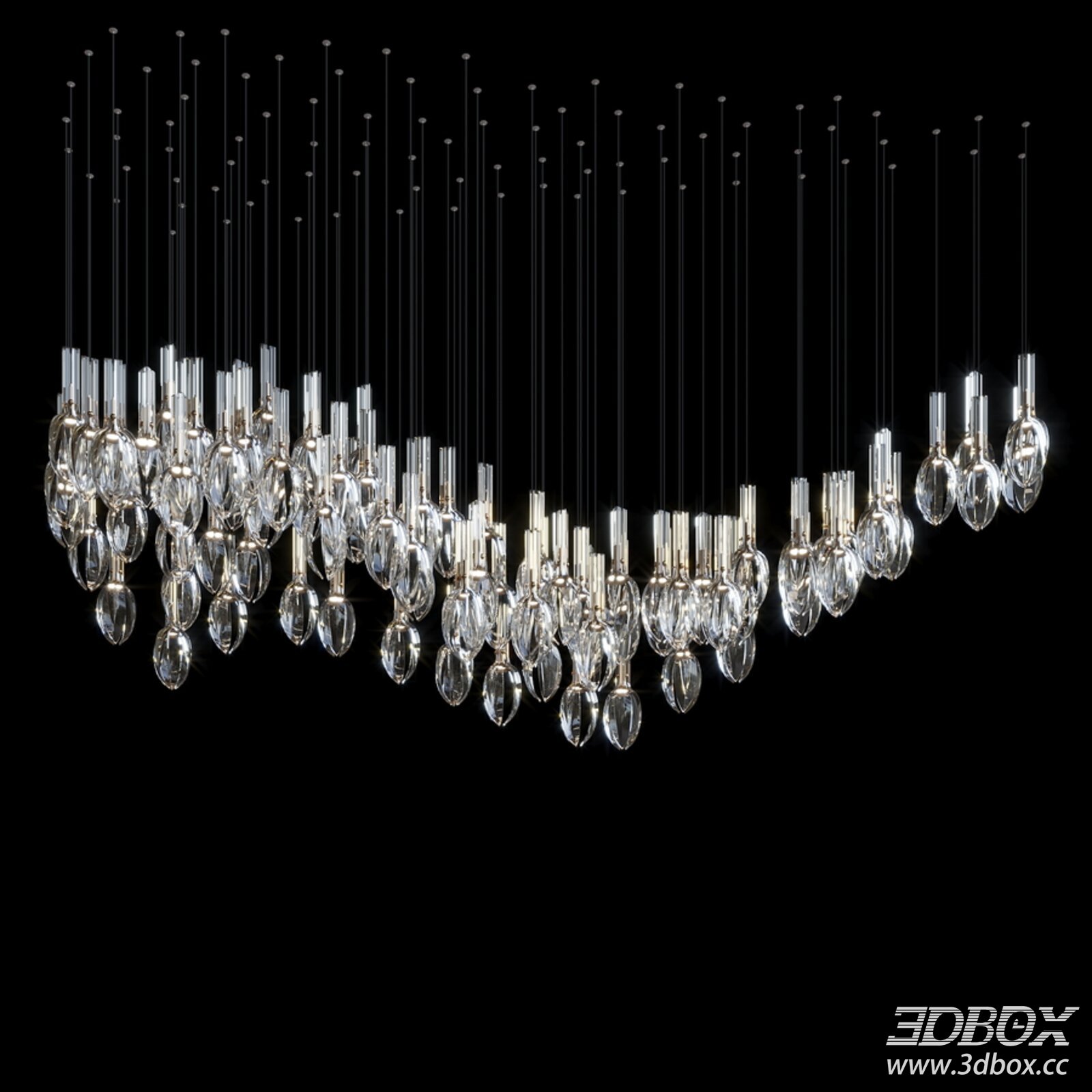 Modern Luxury Crystal Ceiling Chandelier 3D model - thumbnail 1
