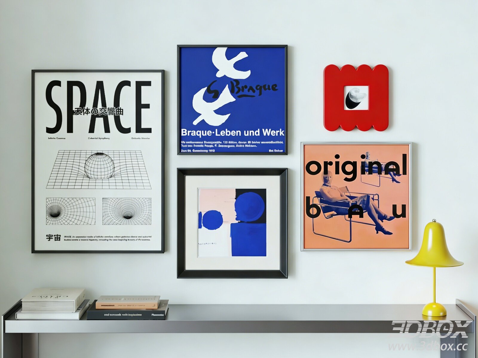 Modern Bauhaus Decorative Wall Art Frame Set 3D model - thumbnail 1