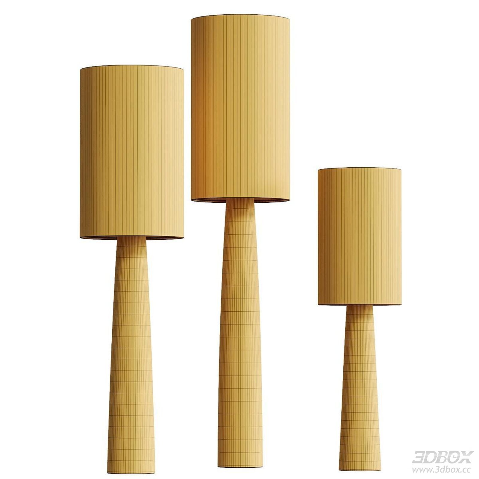 Modern Minimalist Yellow Floor Lamp Set 3D model - front view