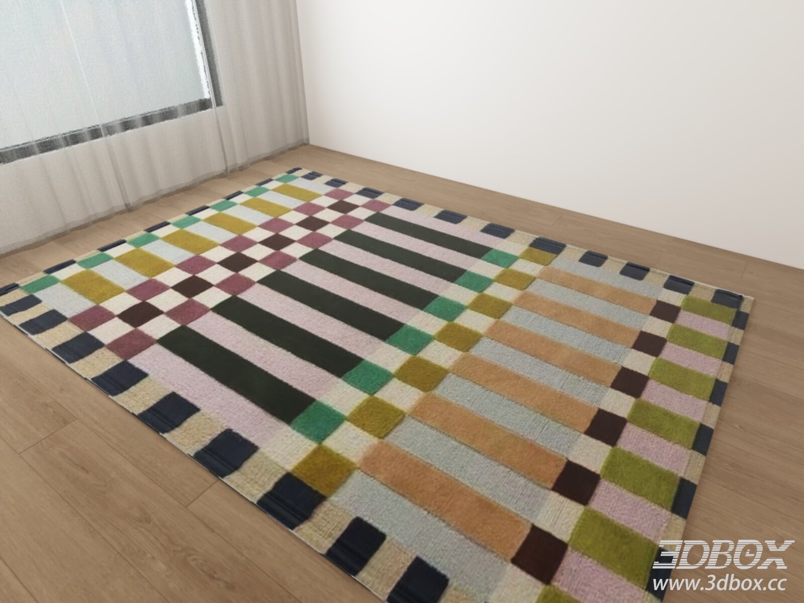 Colorful Geometric Bauhaus Style Carpet 3D model - thumbnail 1