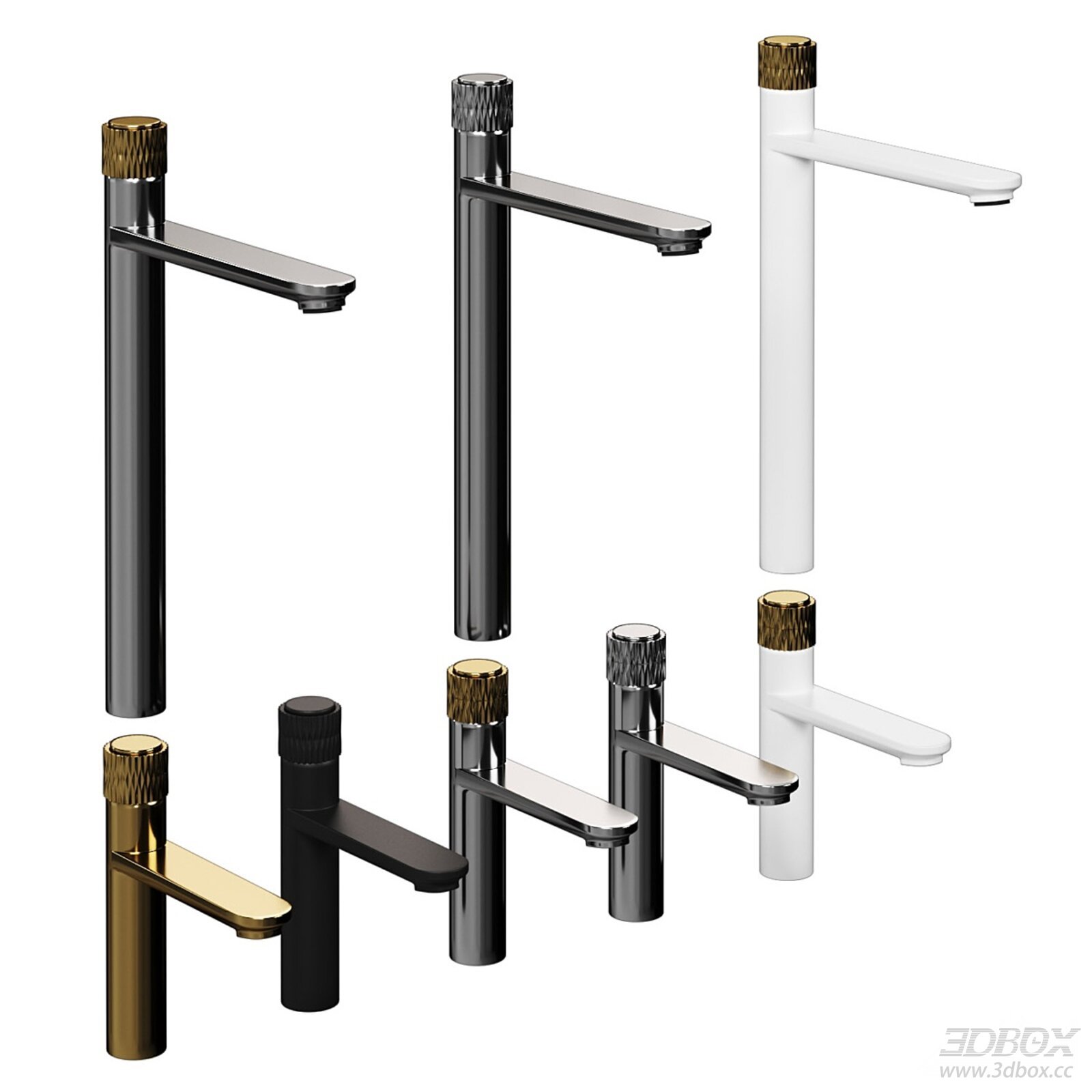 Modern Tall Basin Faucet Set Multi Color 3D model - front view