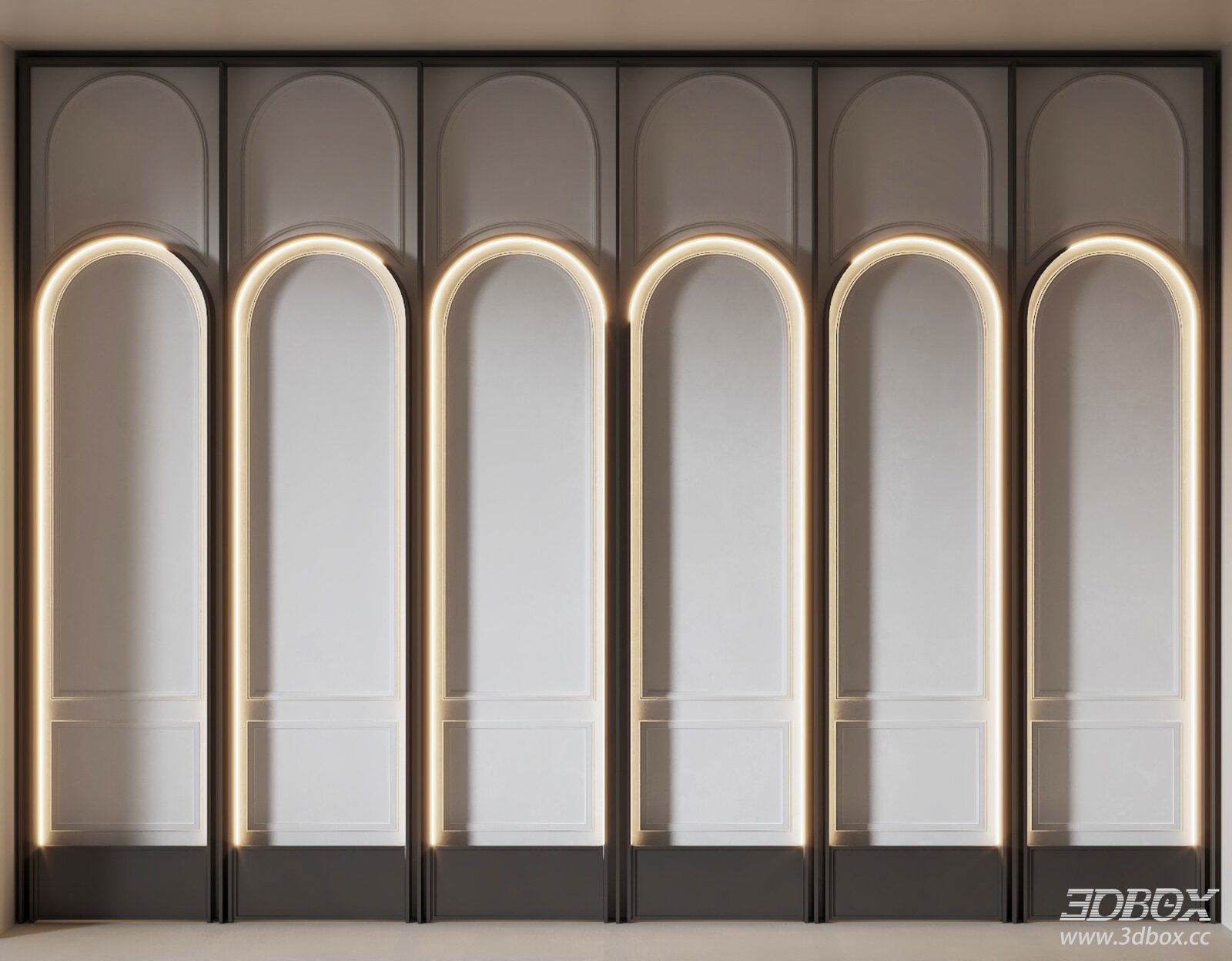 Modern Arched LED Decorative Wall Panel 3D model - front view