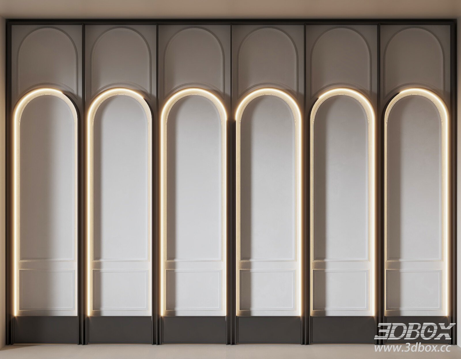 Modern Arched LED Decorative Wall Panel 3D model - thumbnail 1