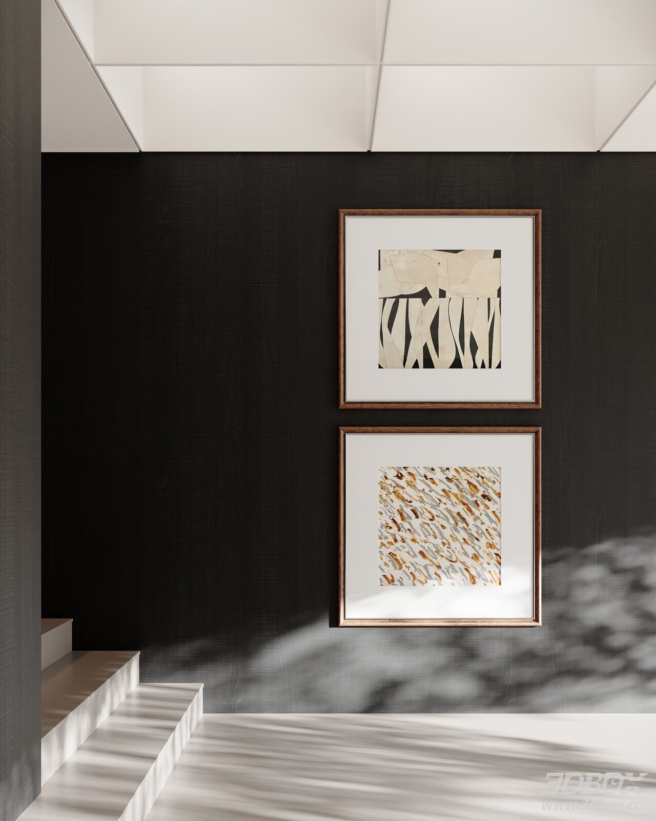 Italian Luxury Abstract Framed Wall Art Set 3D model - front view