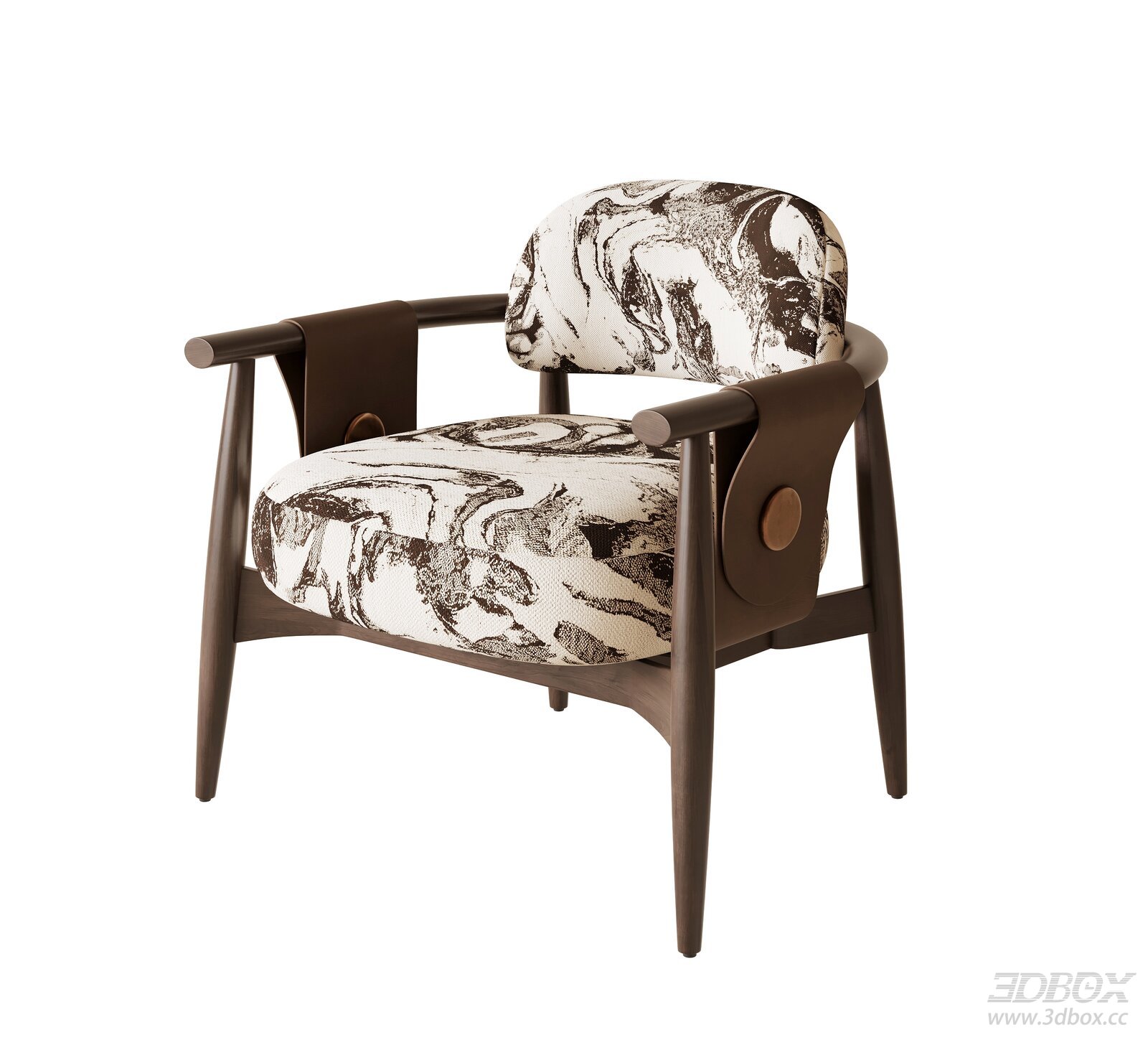 Modern Luxury Upholstered Wooden Armchair 3D model - front view