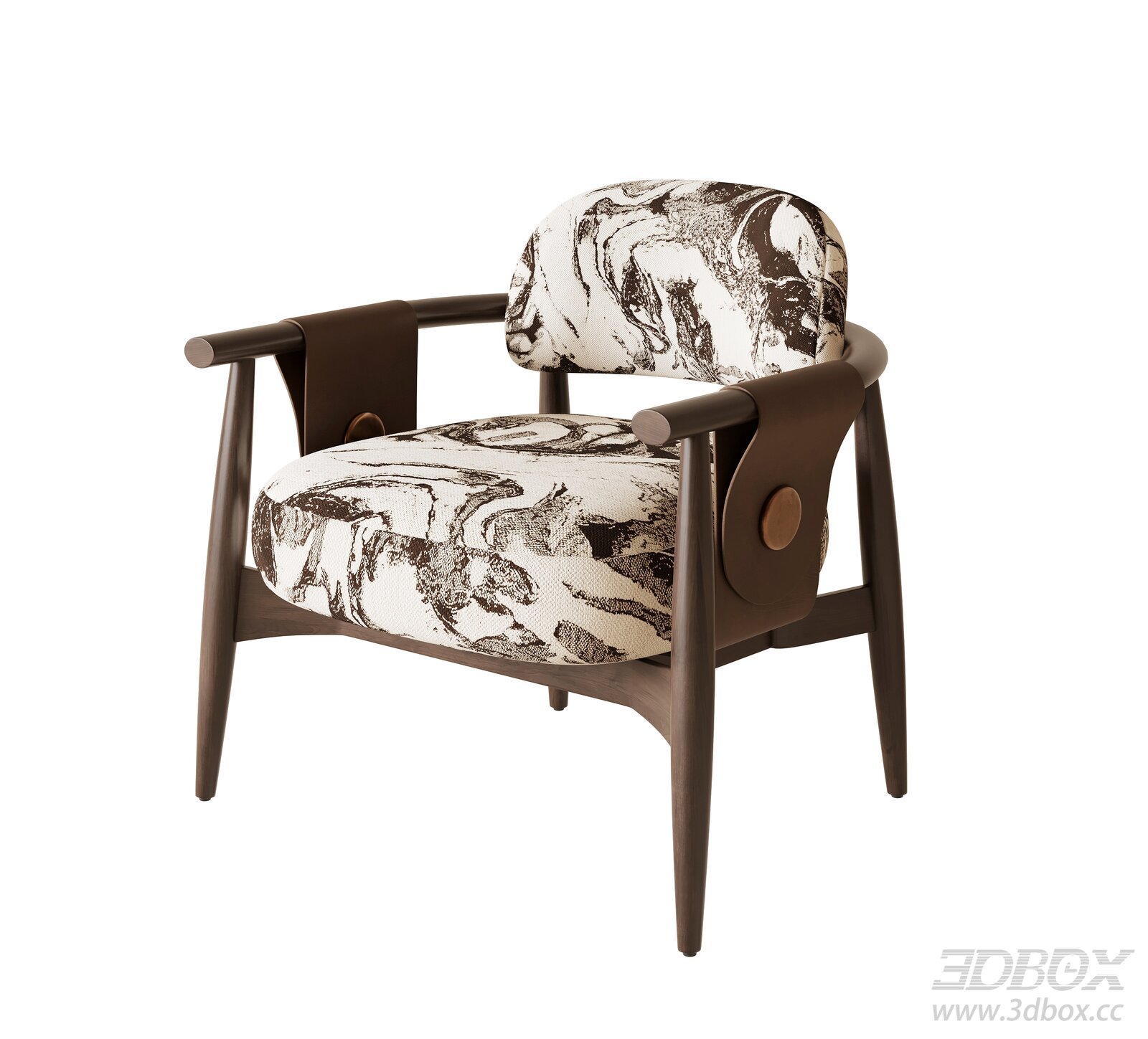 Modern Luxury Upholstered Wooden Armchair 3D model - thumbnail 1