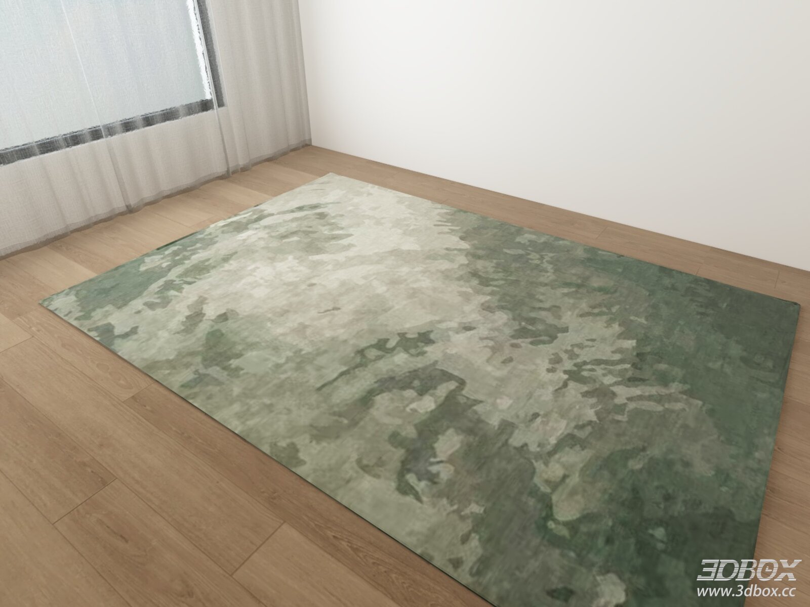 Green Abstract Pattern Area Rug Modern Floor Carpet 3D model - front view