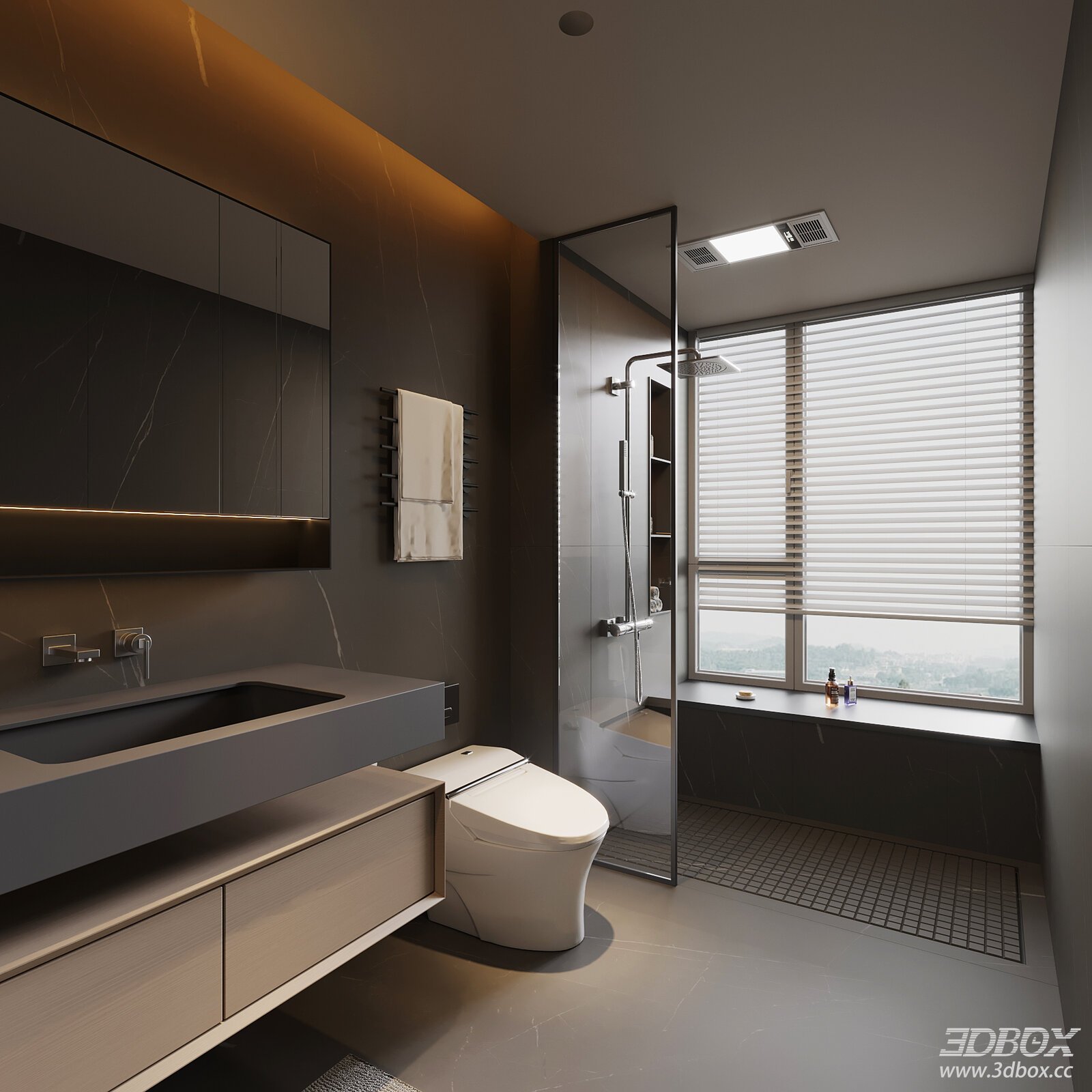 Modern Italian Style Luxury Bathroom Scene 3D model - thumbnail 1