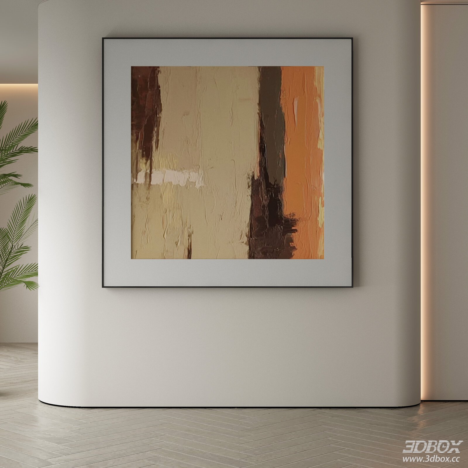 Modern Abstract Textured Wall Art Frame 3D model - thumbnail 1