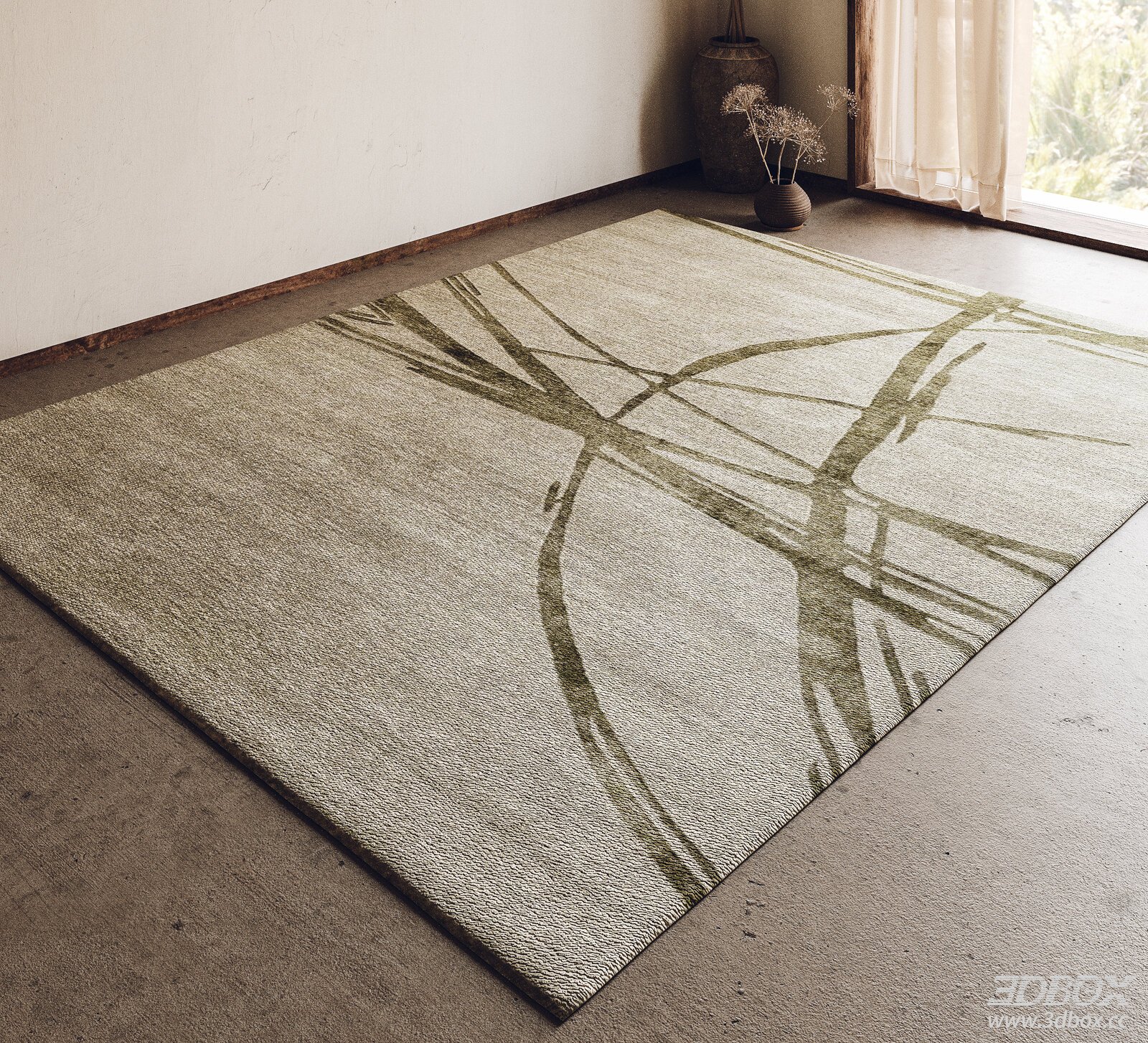 Modern Abstract Fabric Carpet 3D model - front view