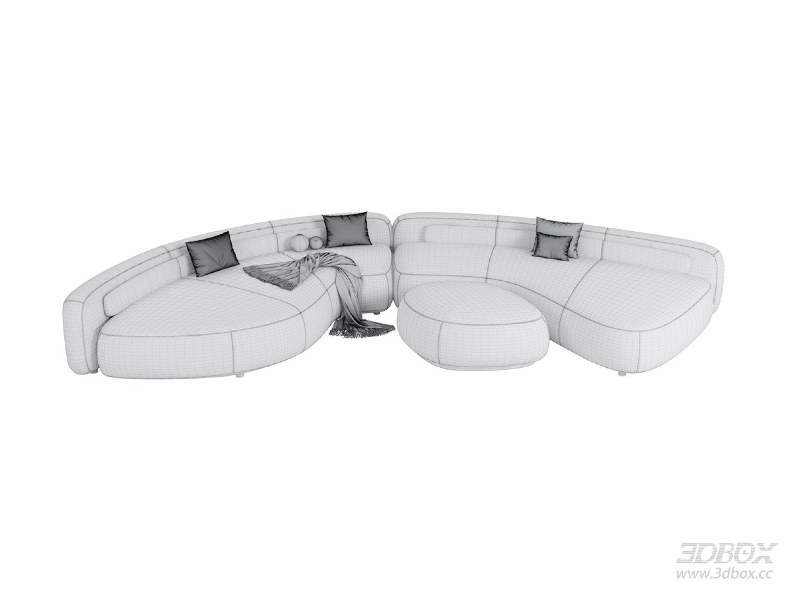 Minotti BEZIER Curved Sectional Sofa Set 3D model - thumbnail 1