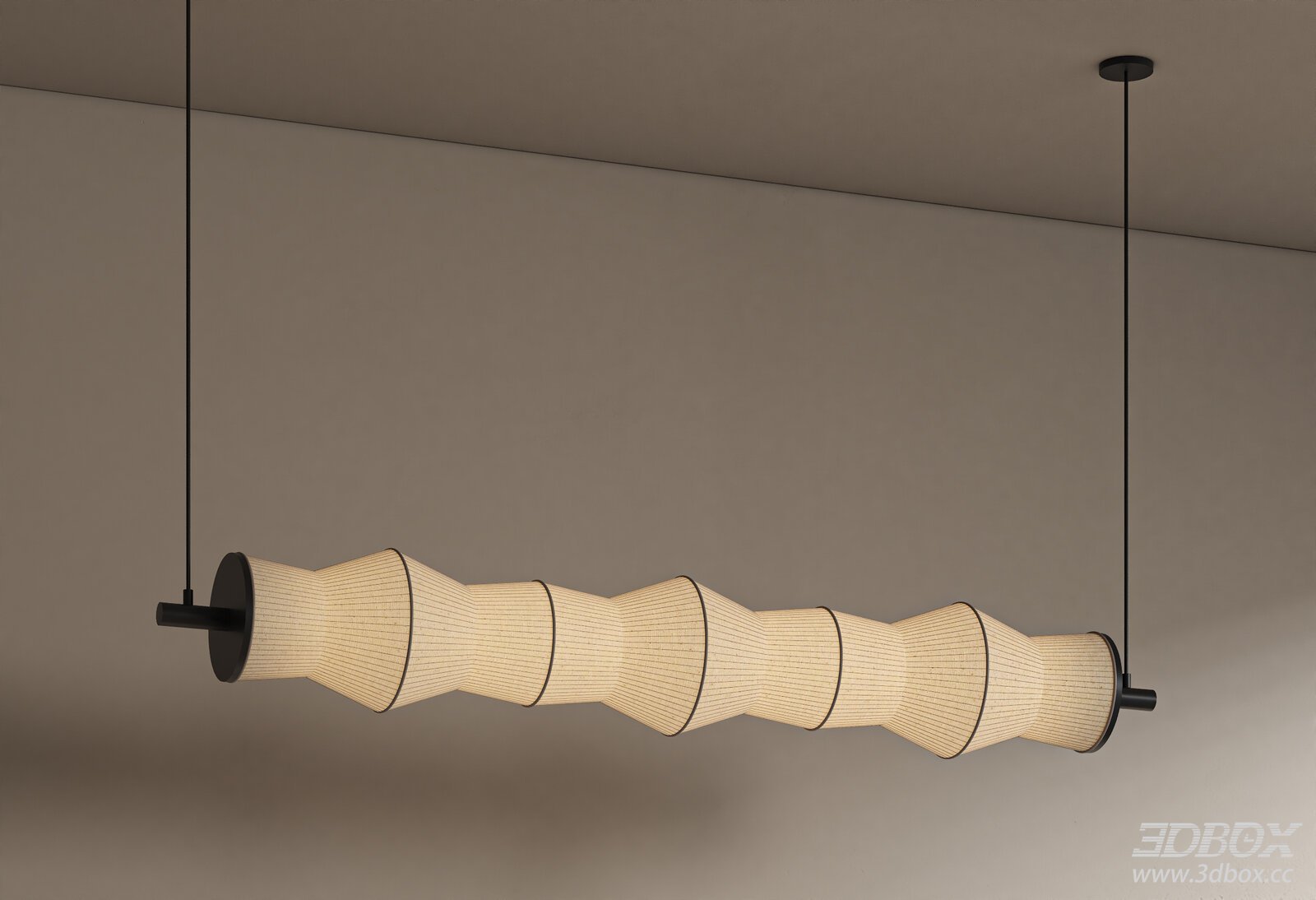 Vintage Wabi Sabi Linear Pendant Ceiling Lamp 3D model - front view