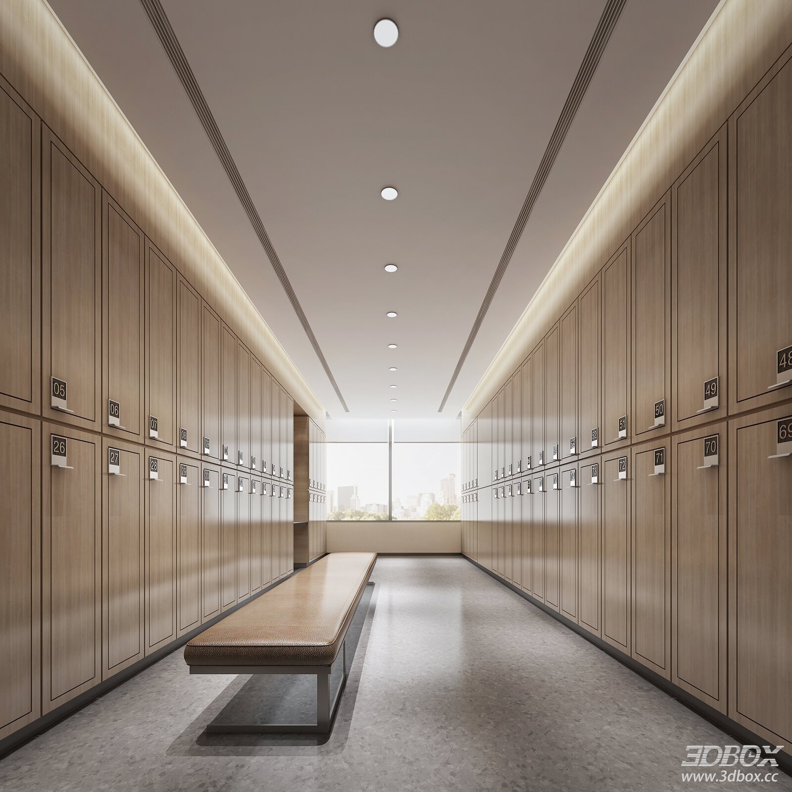 Modern Locker Room Interior Scene 3D model - thumbnail 1