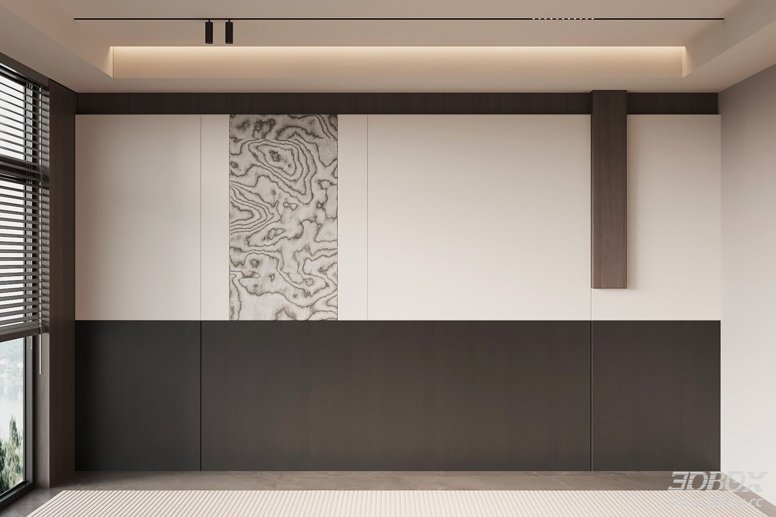 Modern Italian Style TV Wall Panel 3D model - front view