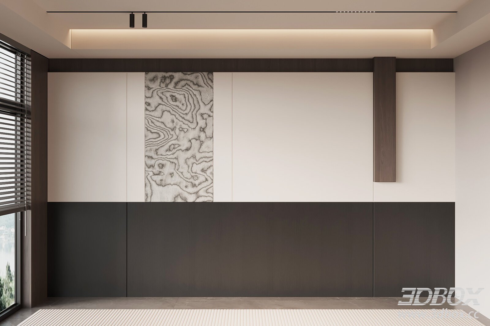 Modern Italian Style TV Wall Panel 3D model - thumbnail 1