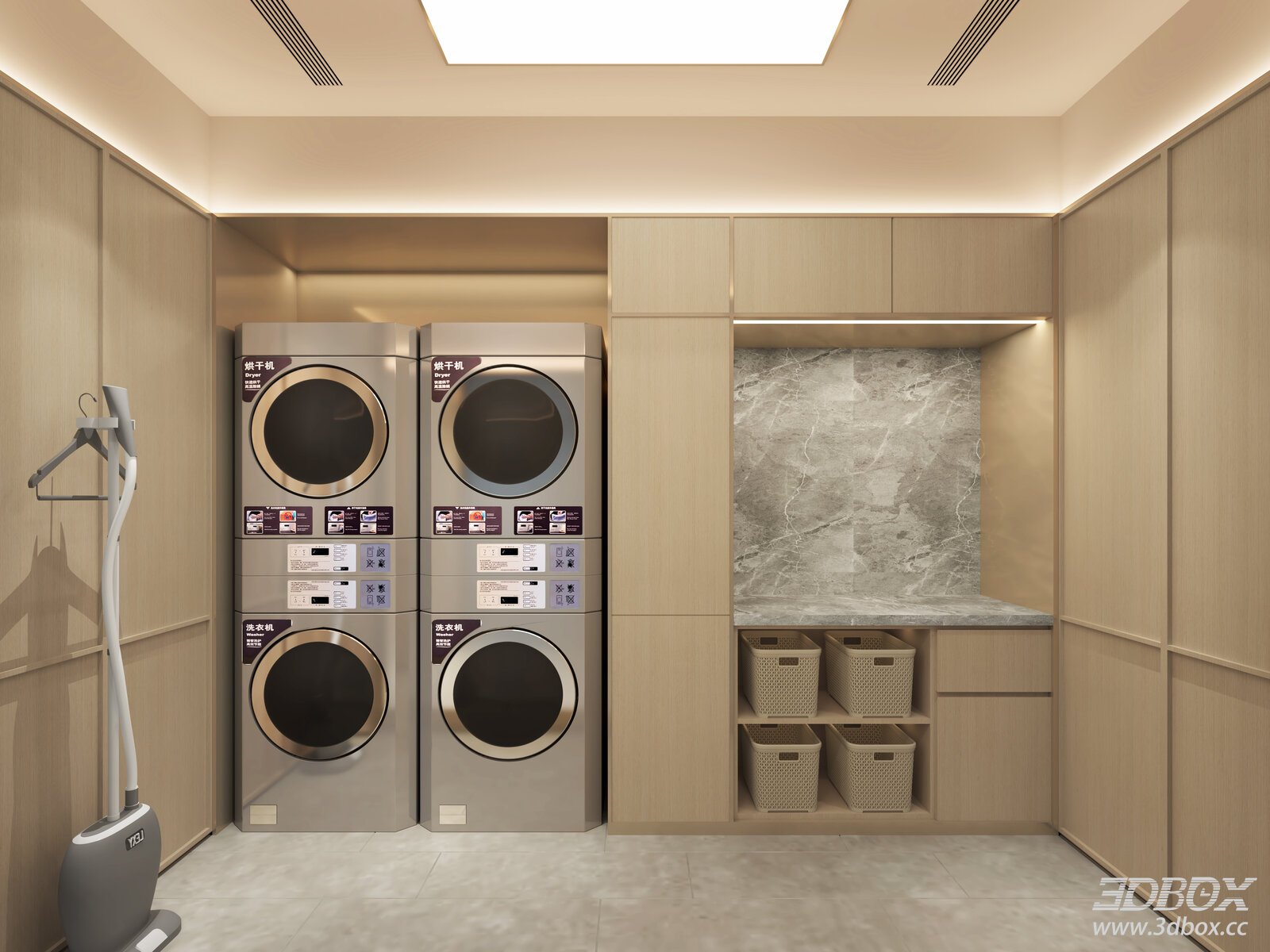 Modern Hotel Laundry Utility Room 3D model - front view