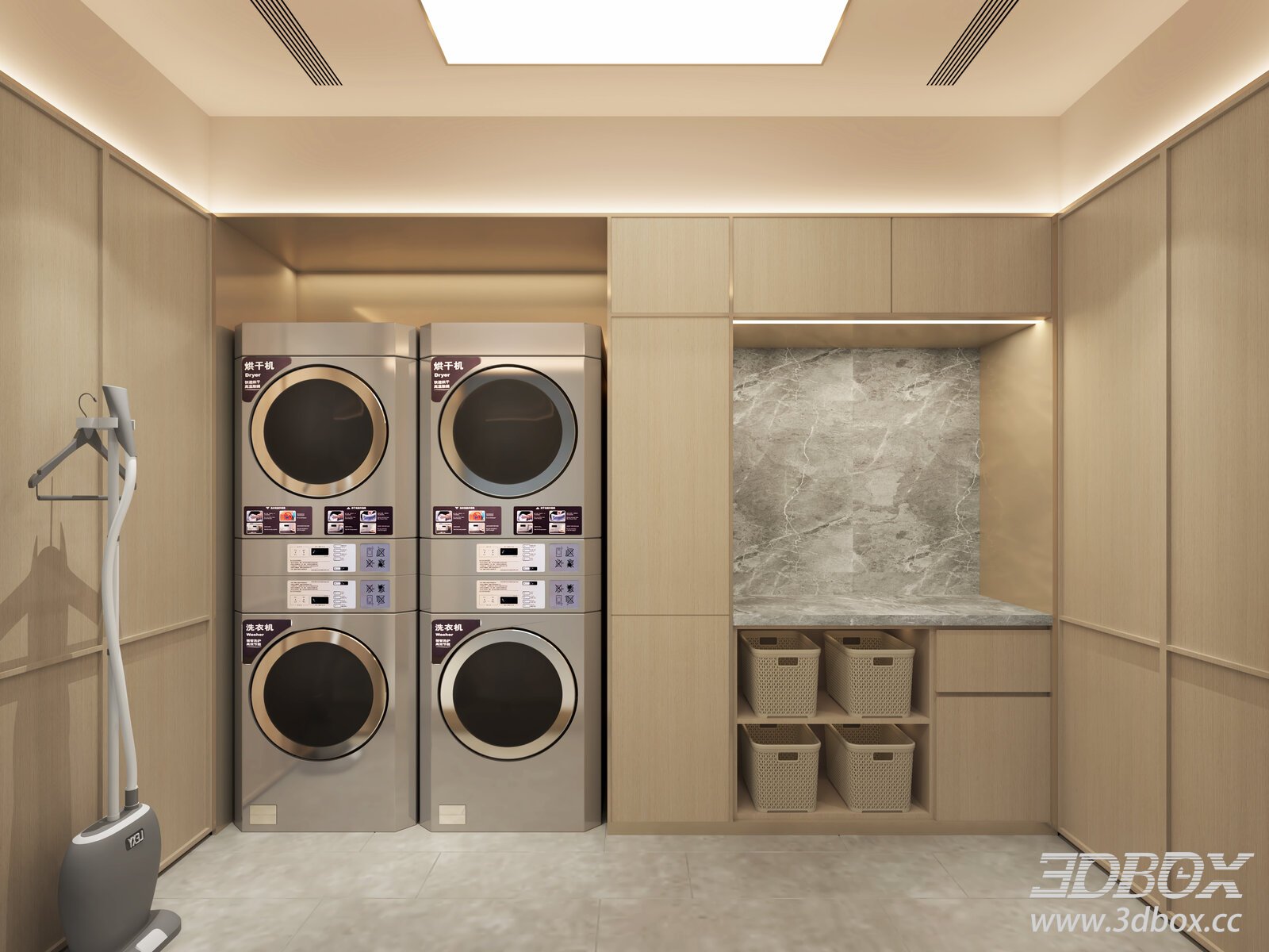 Modern Hotel Laundry Utility Room 3D model - thumbnail 1