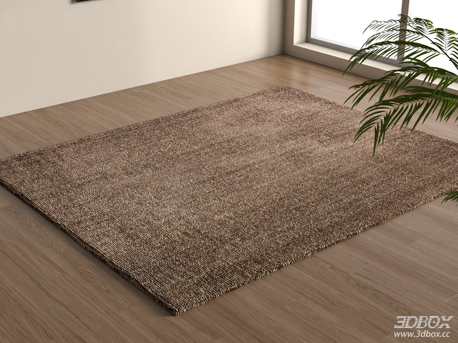 Wabi Sabi Woven Natural Brown Flat Weave Carpet 3D model - front view