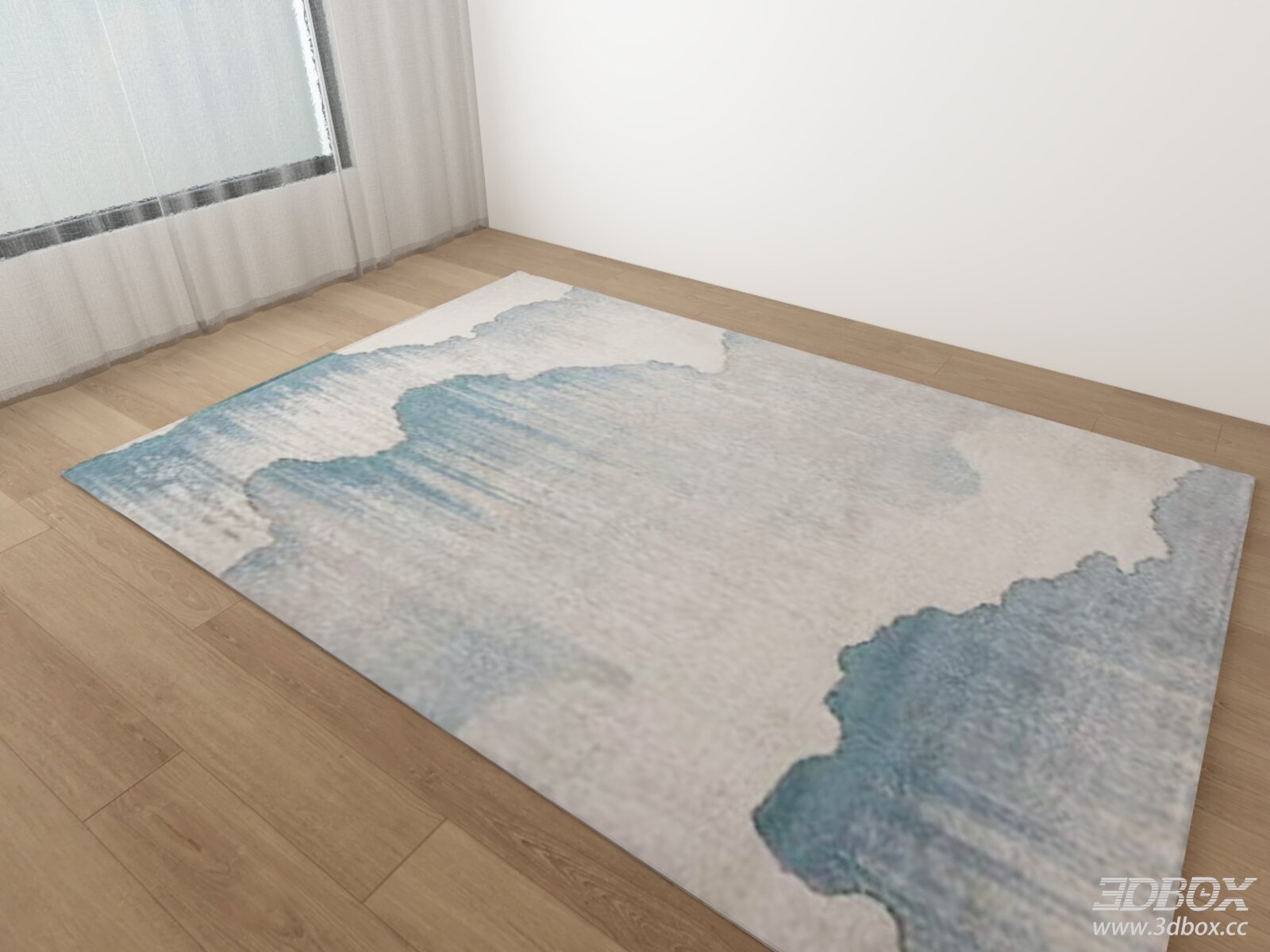 Modern Abstract Blue Beige Carpet 3D model - thumbnail 1