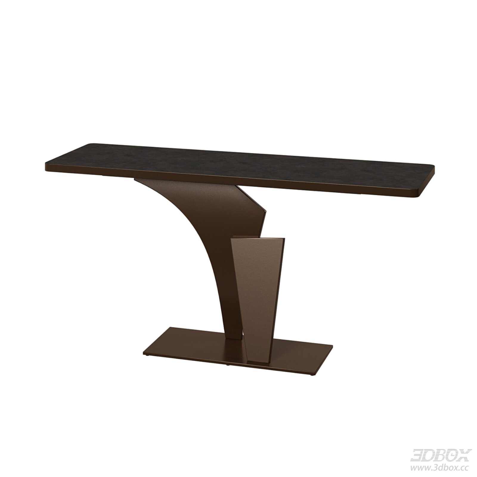 Modern Minimalist Bronze Base Dark Stone Top Console Table 3D model - front view