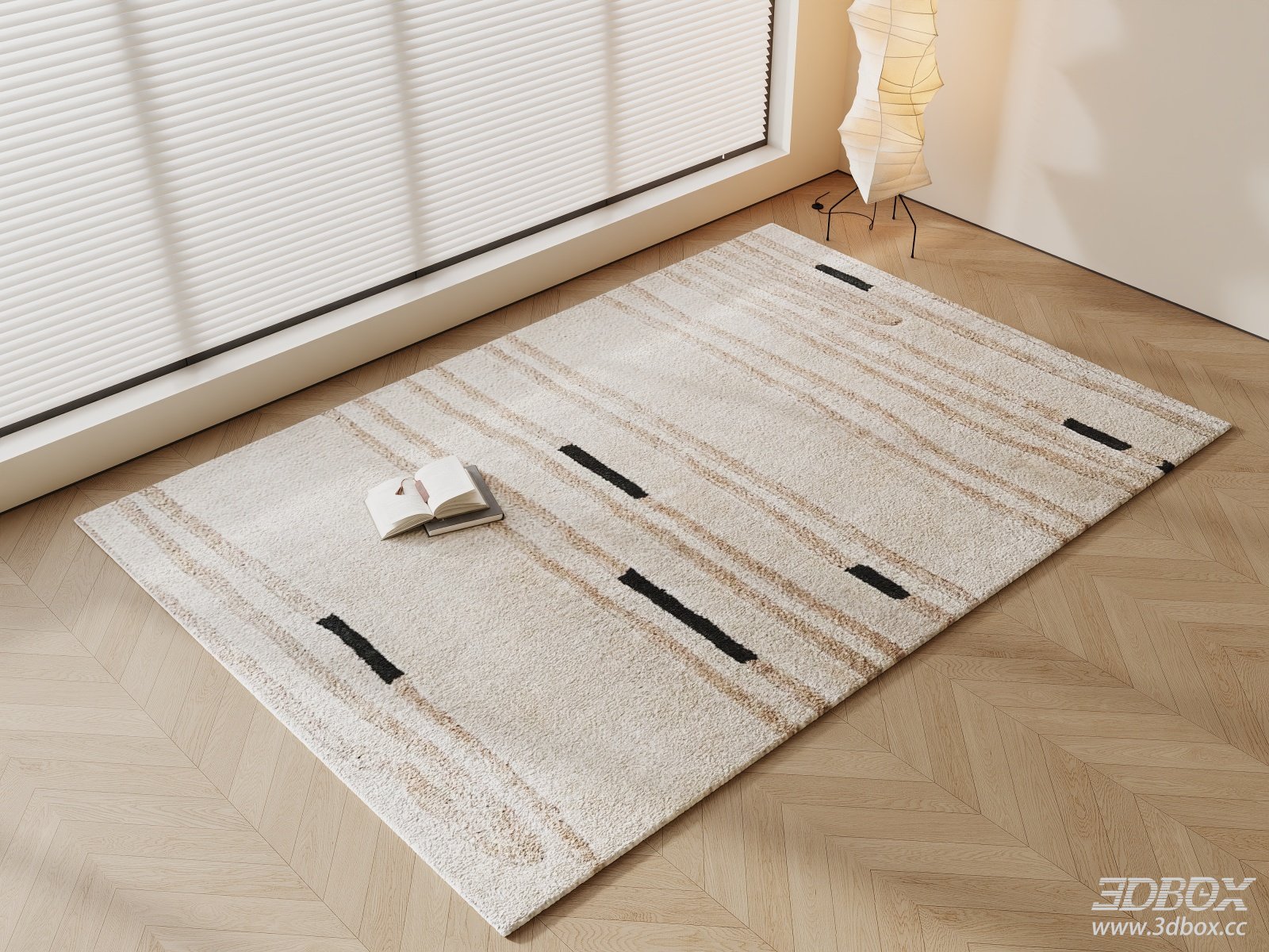 Modern Minimalist Striped Fabric Carpet 3D model - front view
