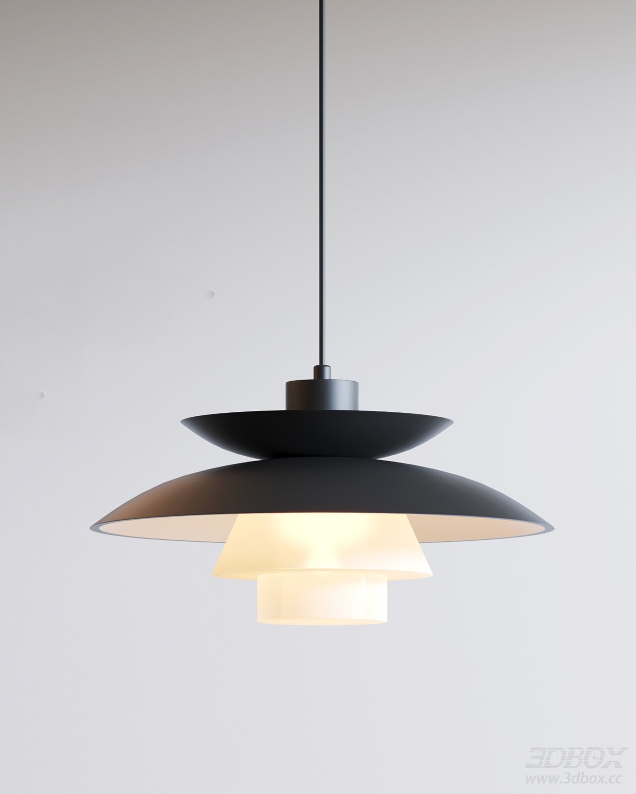Modern Luxury Matte Black Pendant Ceiling Lamp 3D model - front view