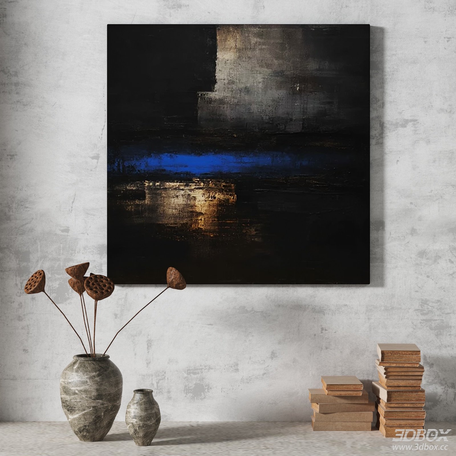 Wabi Sabi Abstract Wall Art Decor Set 3D model - front view