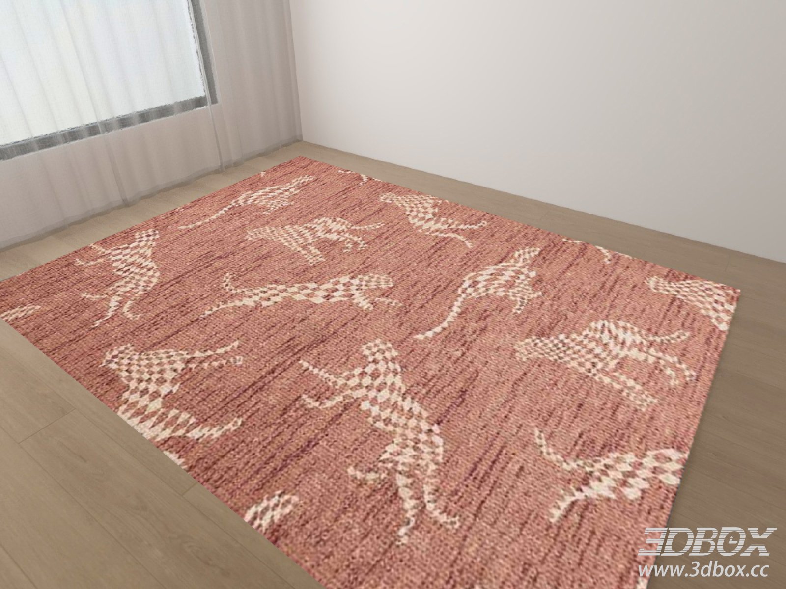 Terracotta Cheetah Pattern Woven Carpet Rug 3D model - thumbnail 1