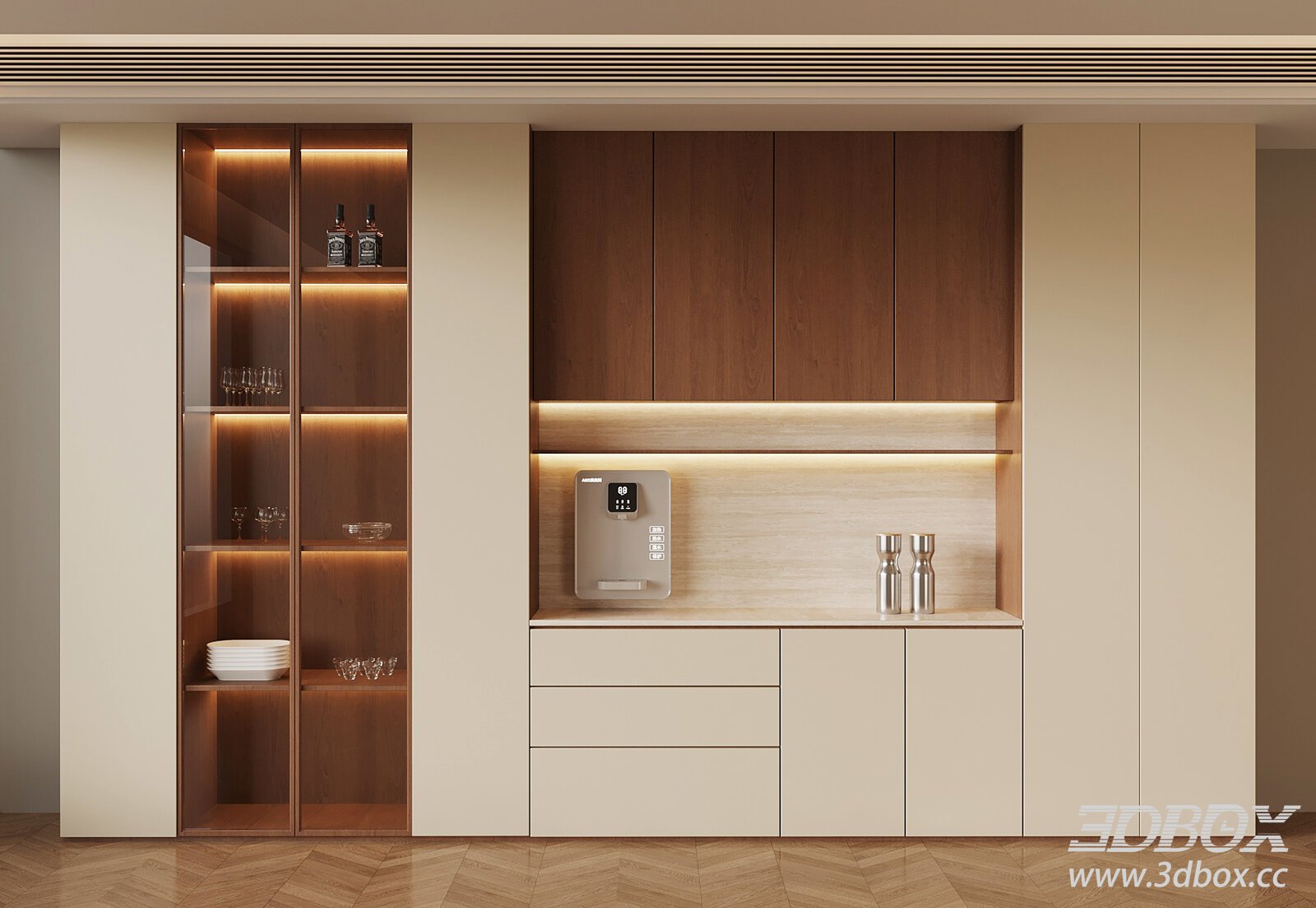 Mid Century Modern Sideboard Wine Cabinet 3D model - thumbnail 1