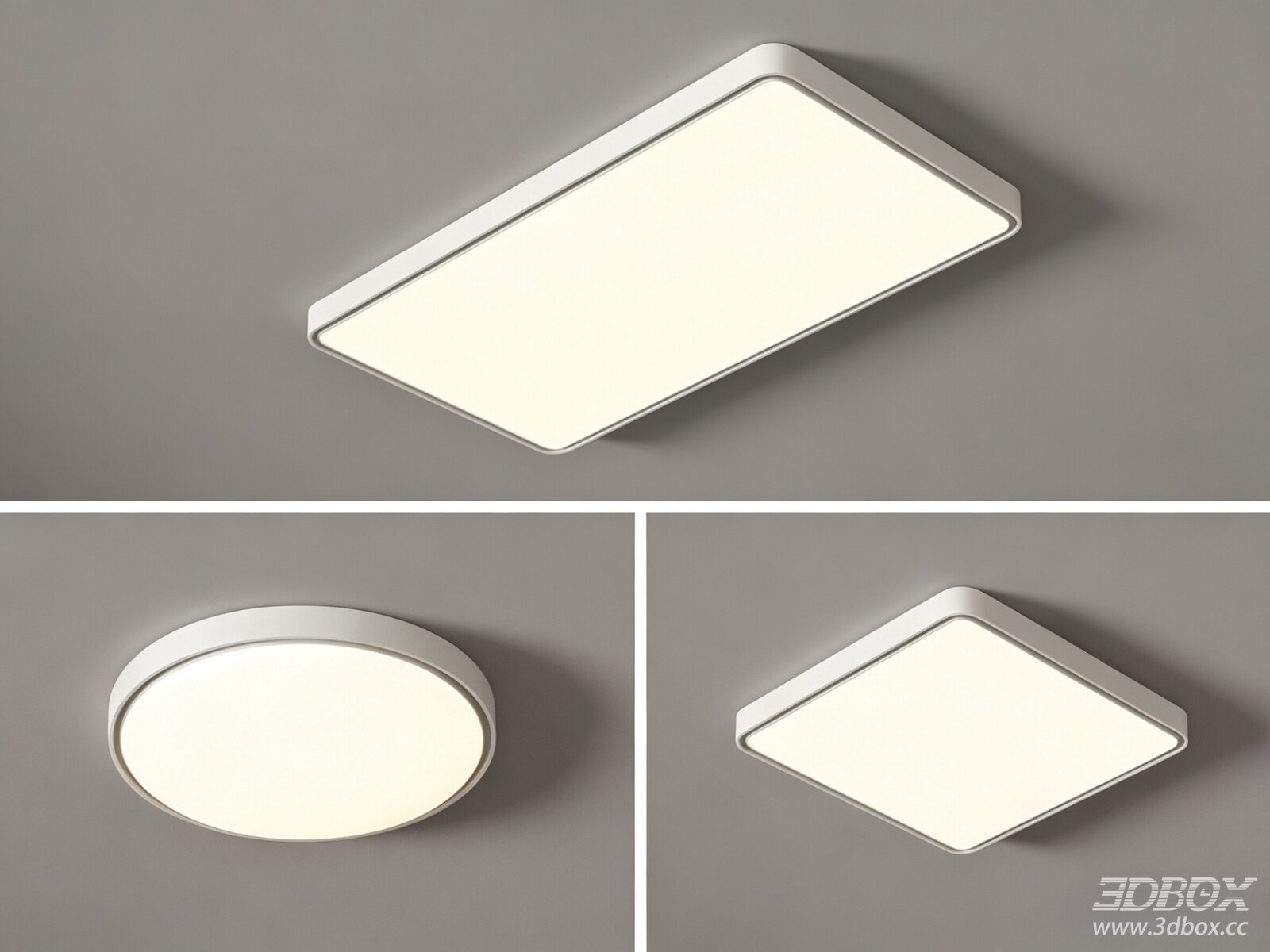 Modern Minimalist Flush Mount Ceiling Lamp Set 3D model - front view