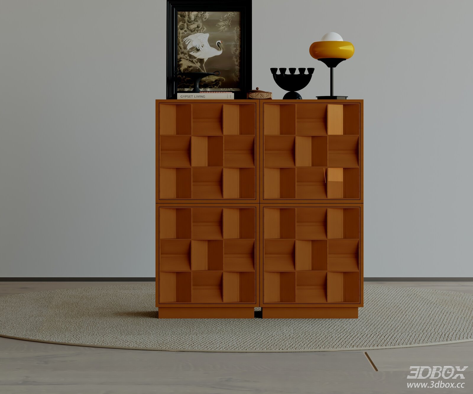 Modern Wooden Hallway Sideboard Cabinet 3D model - front view