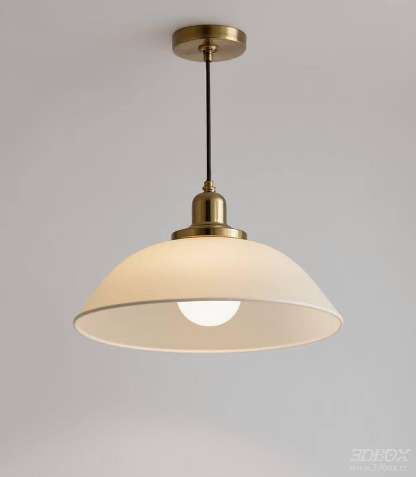 Modern Brass Glass Shade Ceiling Pendant Lamp 3D model - front view