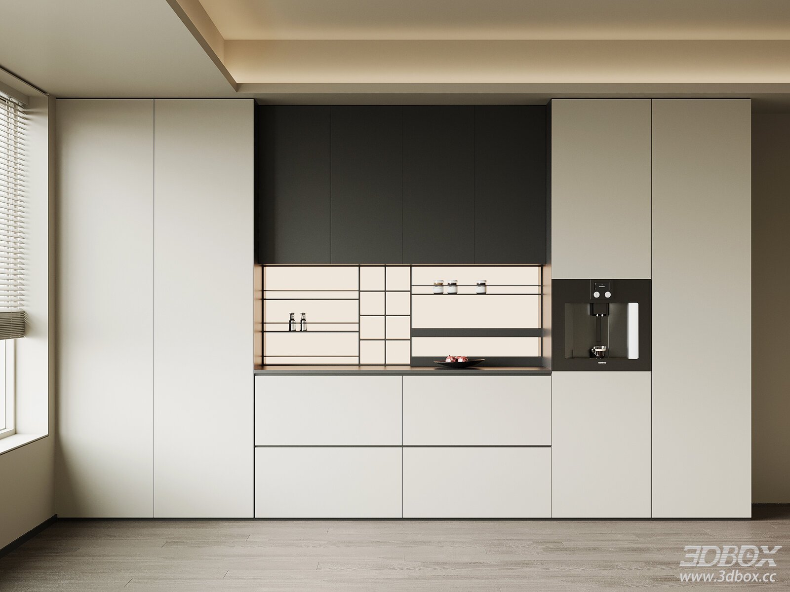 Modern Italian Minimalist Sideboard Cabinet 3D model - front view