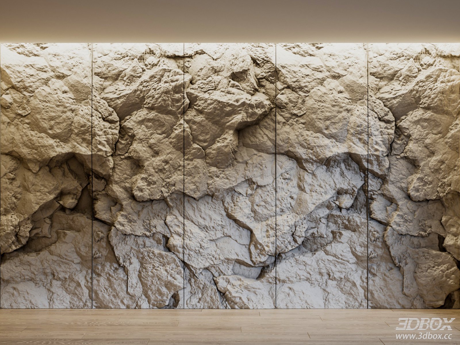 Modern Rough Stone 3D Wall Panel Cement Decorative Wall 3D model - front view