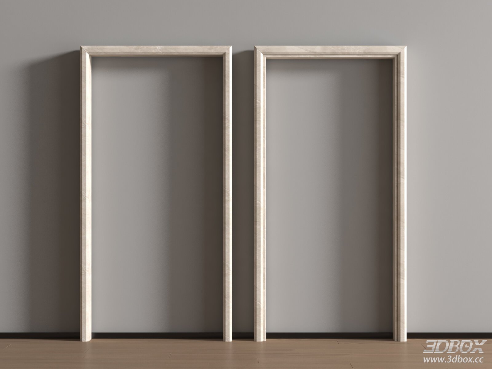 Modern Light Marble Door Frame Set 3D model - front view