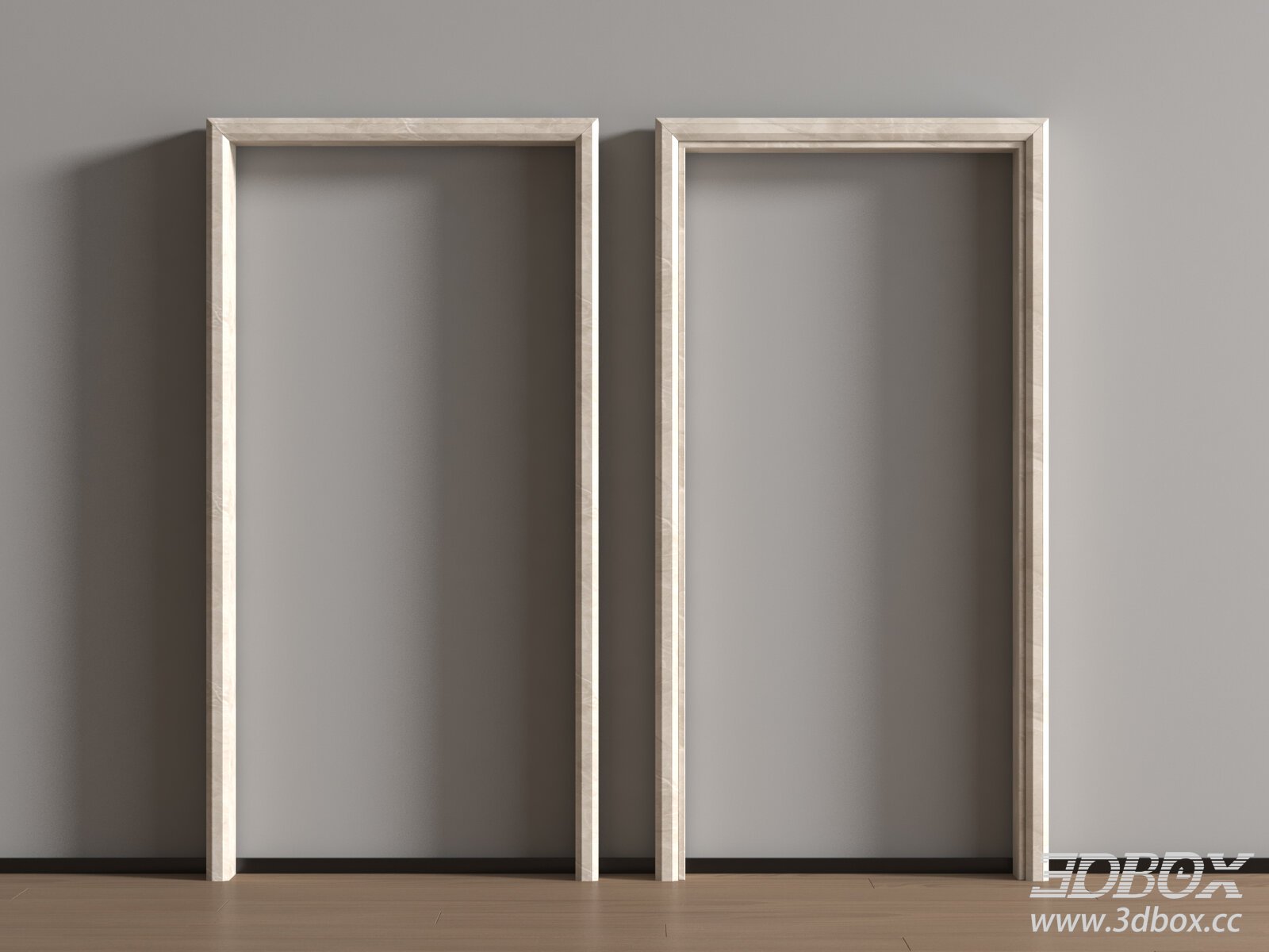 Modern Light Marble Door Frame Set 3D model - thumbnail 1