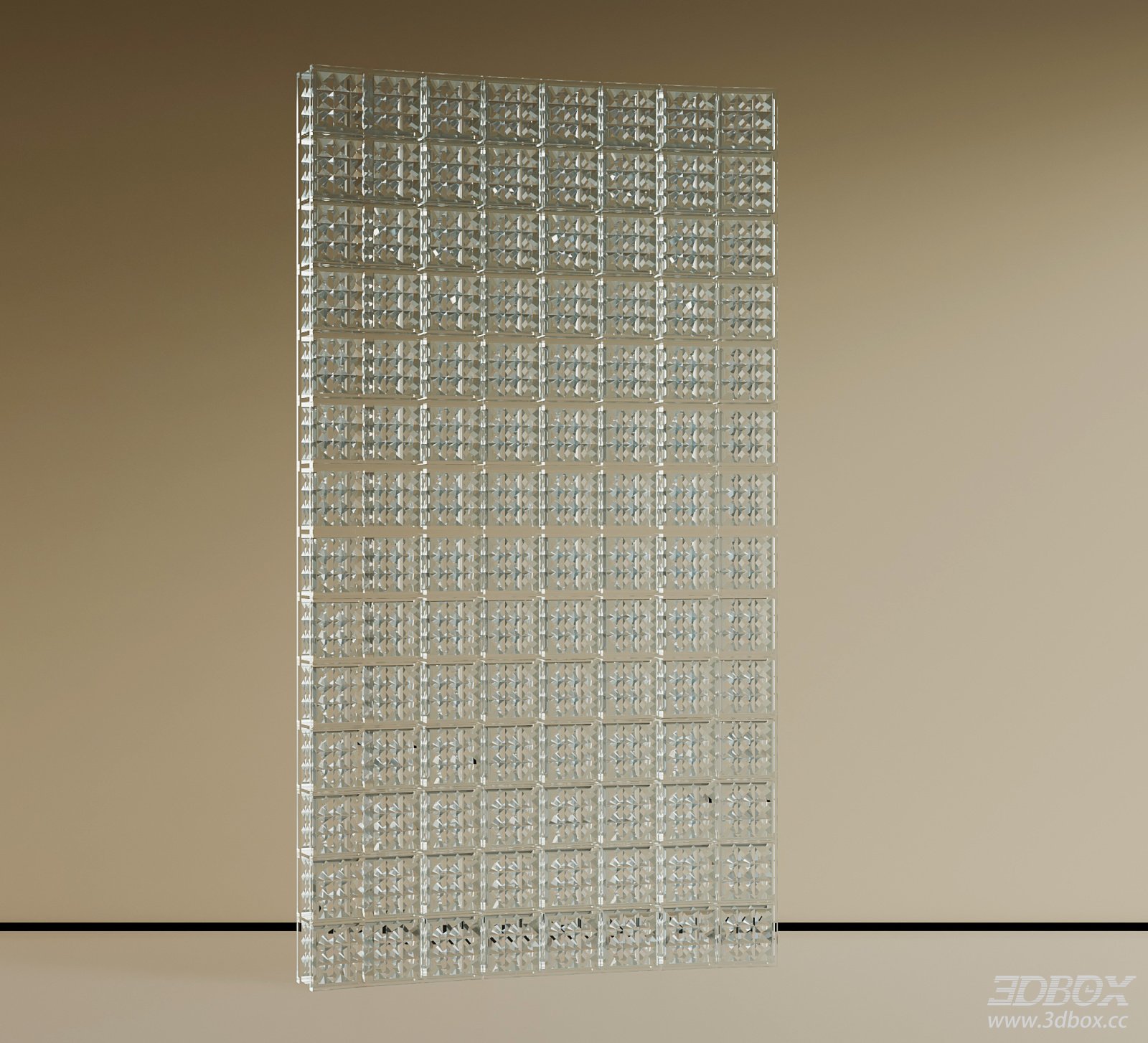 Textured Glass Partition Decorative Wall Panel 3D model - front view