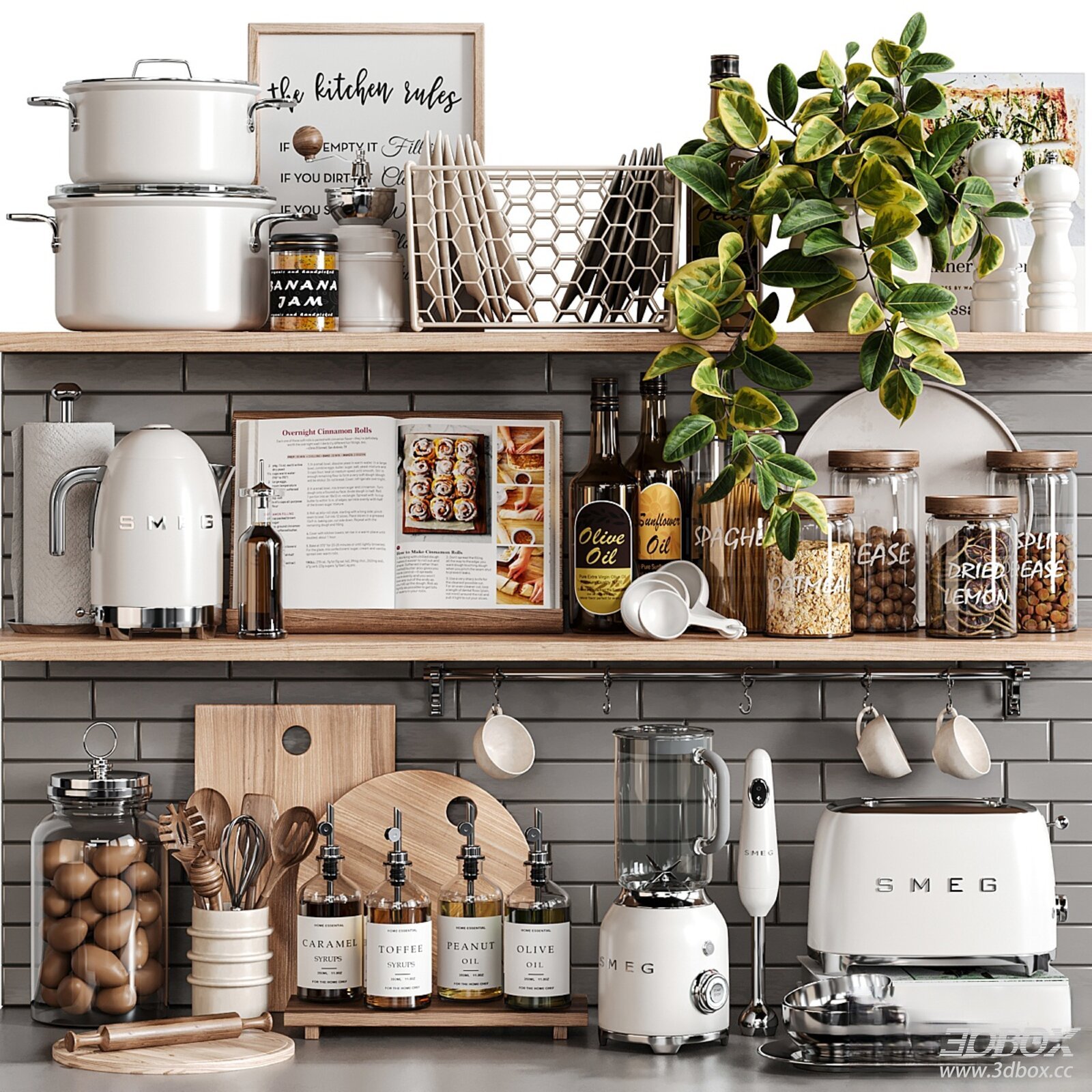 Nordic Style Kitchen Decor Set 3D model - thumbnail 1